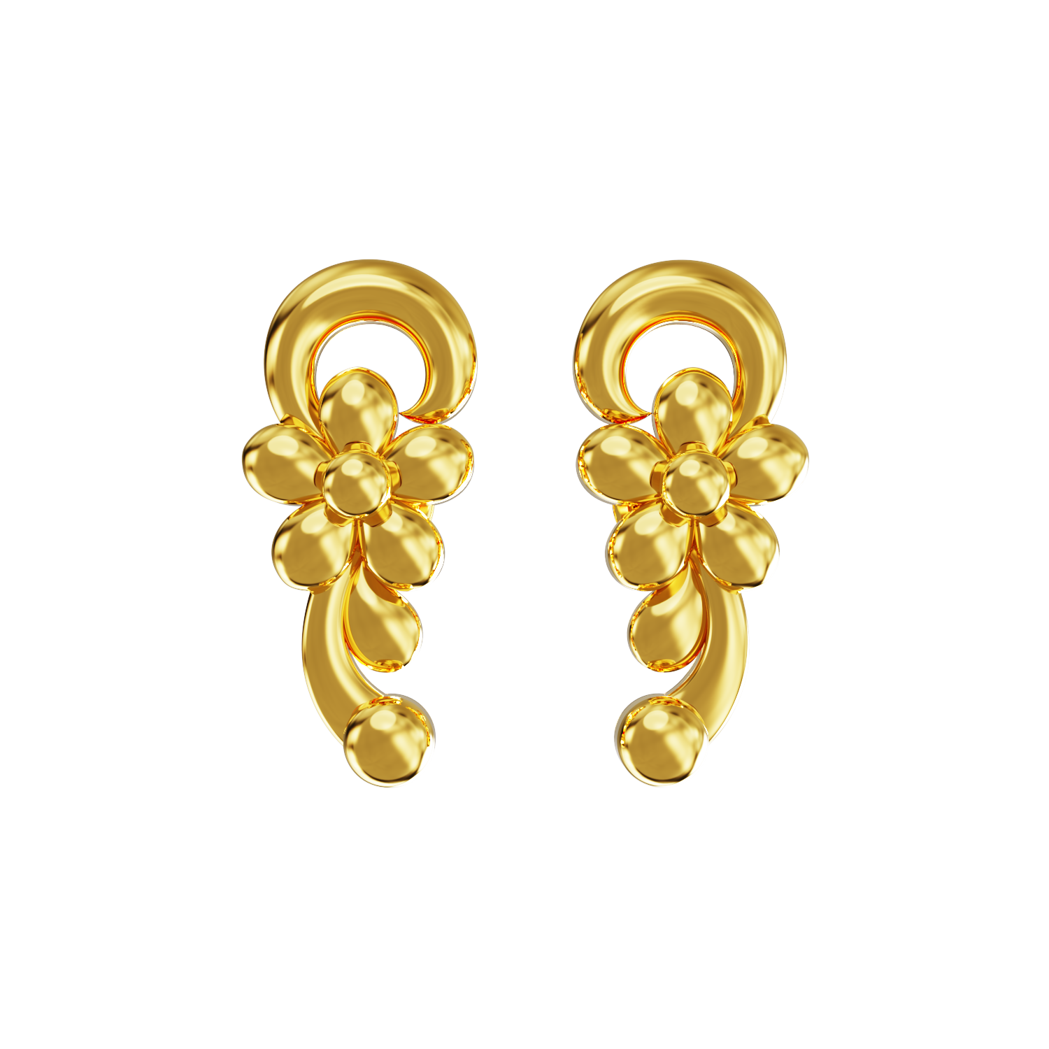 Curvy-Flower-Design-Gold-Earring