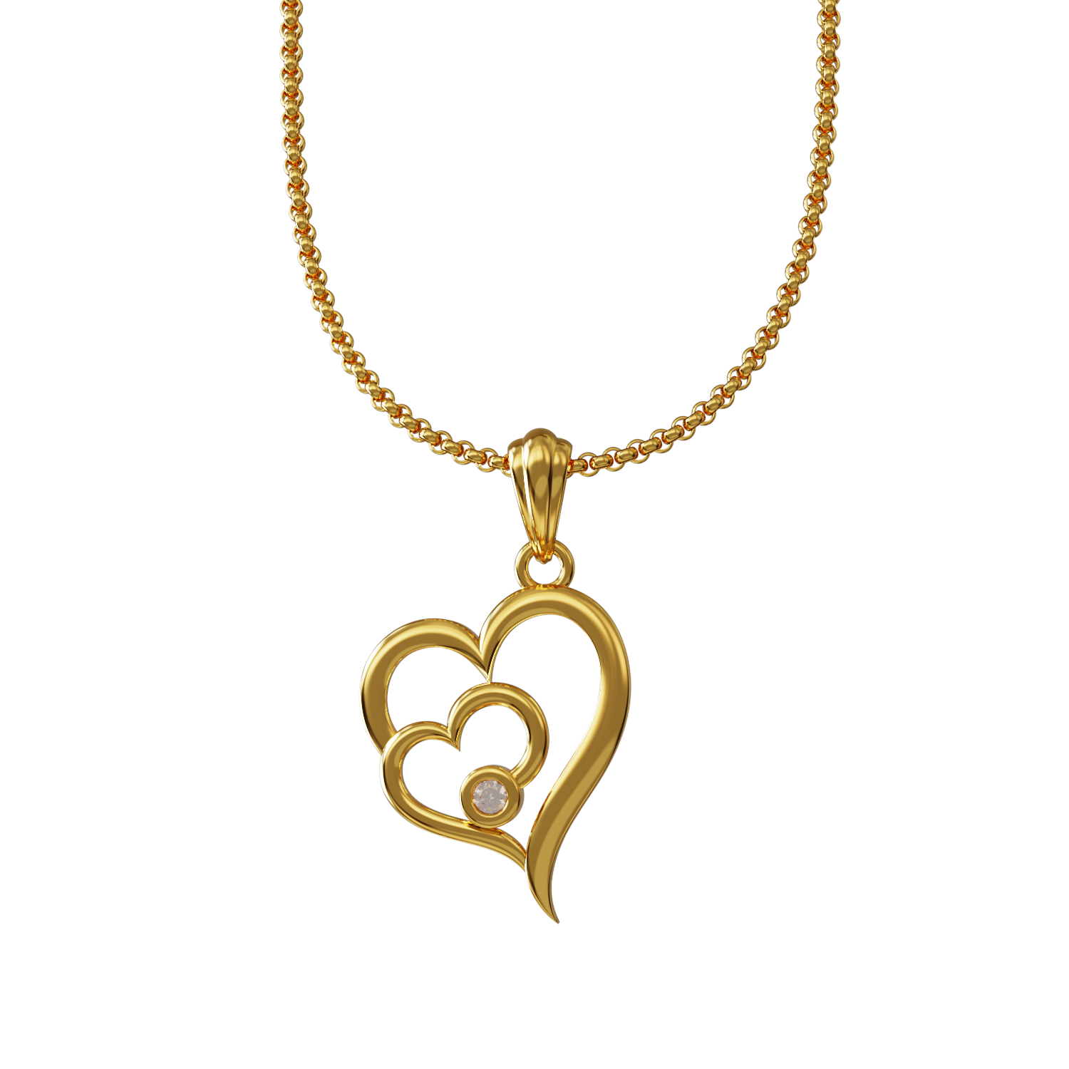 Double-Heart-Design-Gold-Pendant