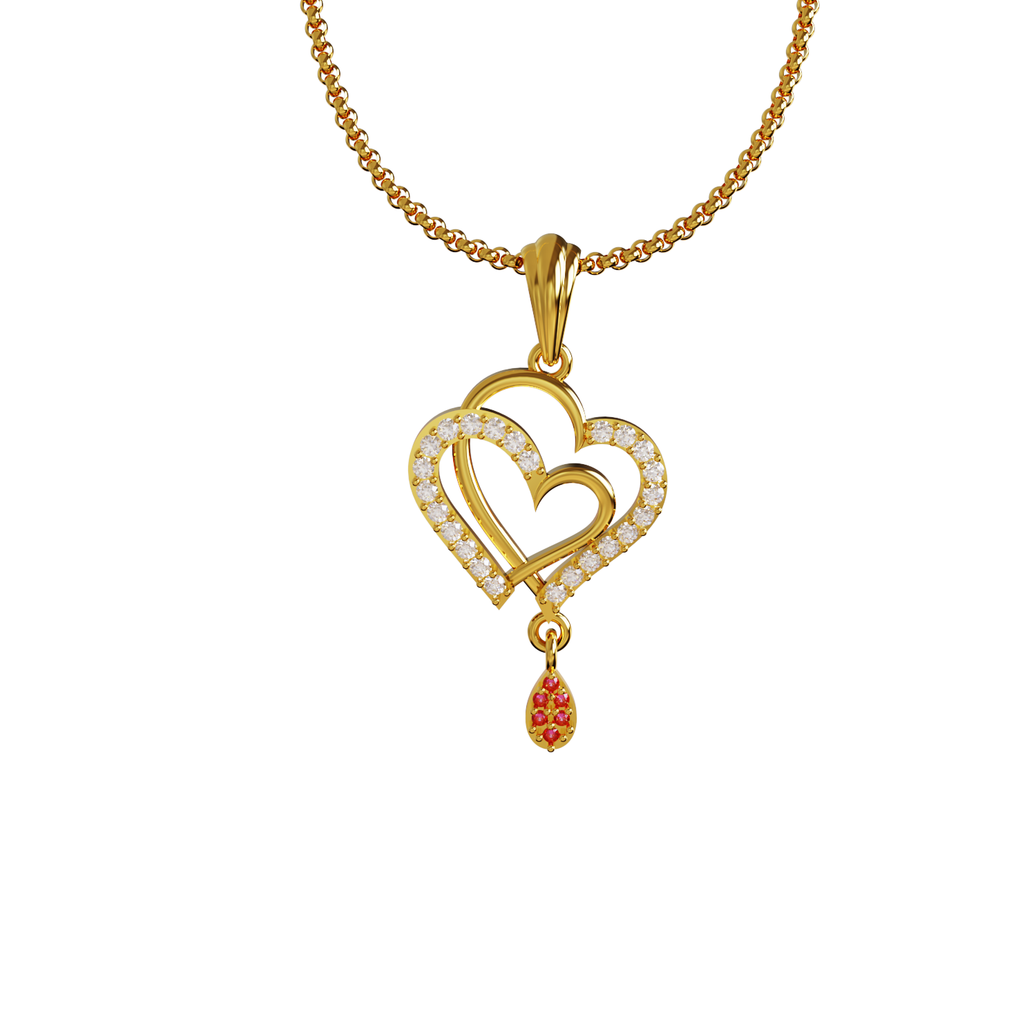 Double-Heart-Design-Gold-Pendant