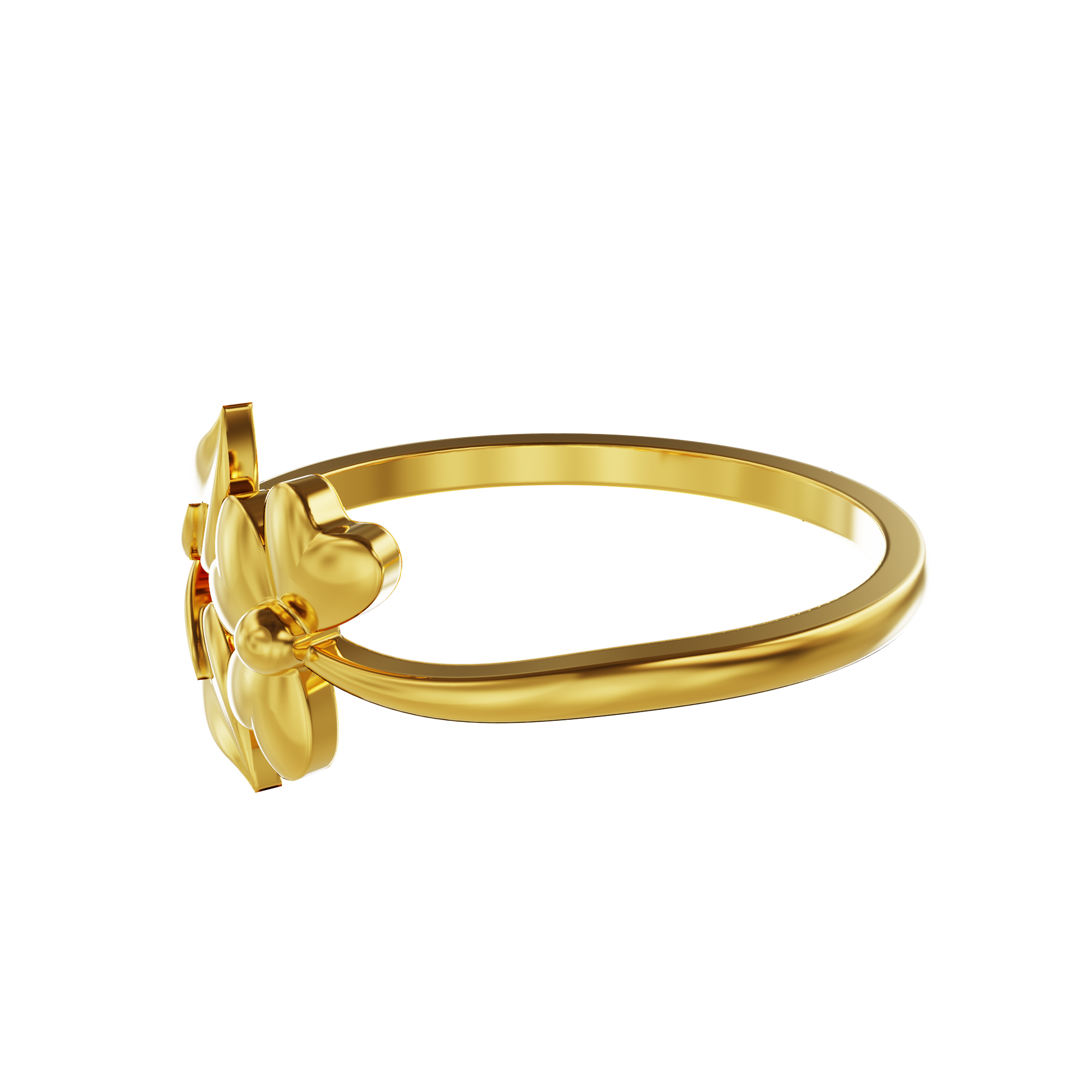 Flower-and-leaf-design-gold-ring