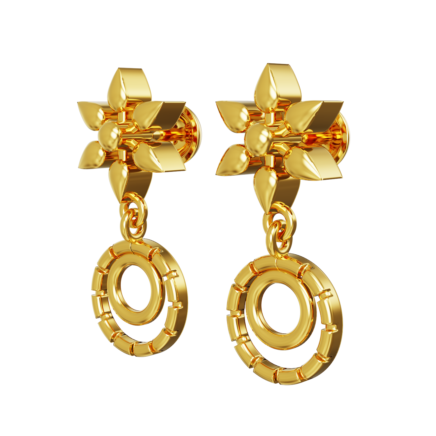 Trendy-Flower-Design-Gld-Earring