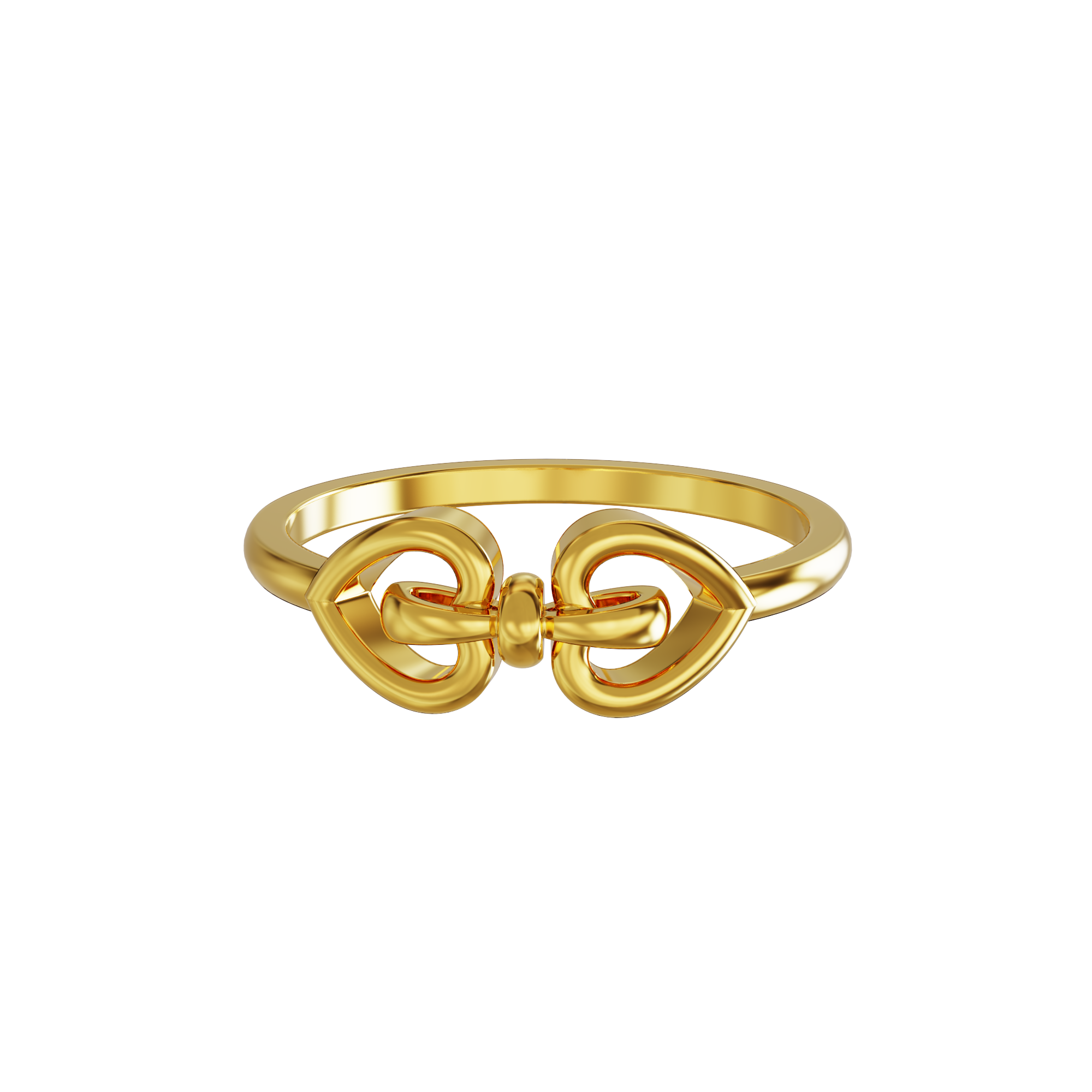 Double-Heart-Design-Gold-Ring
