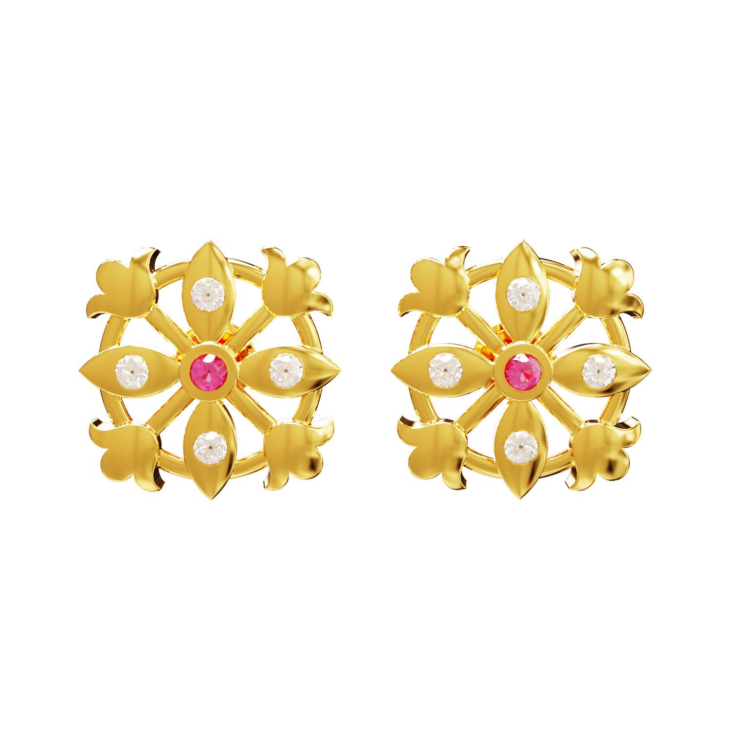 Floral-Design-Stone-Earring