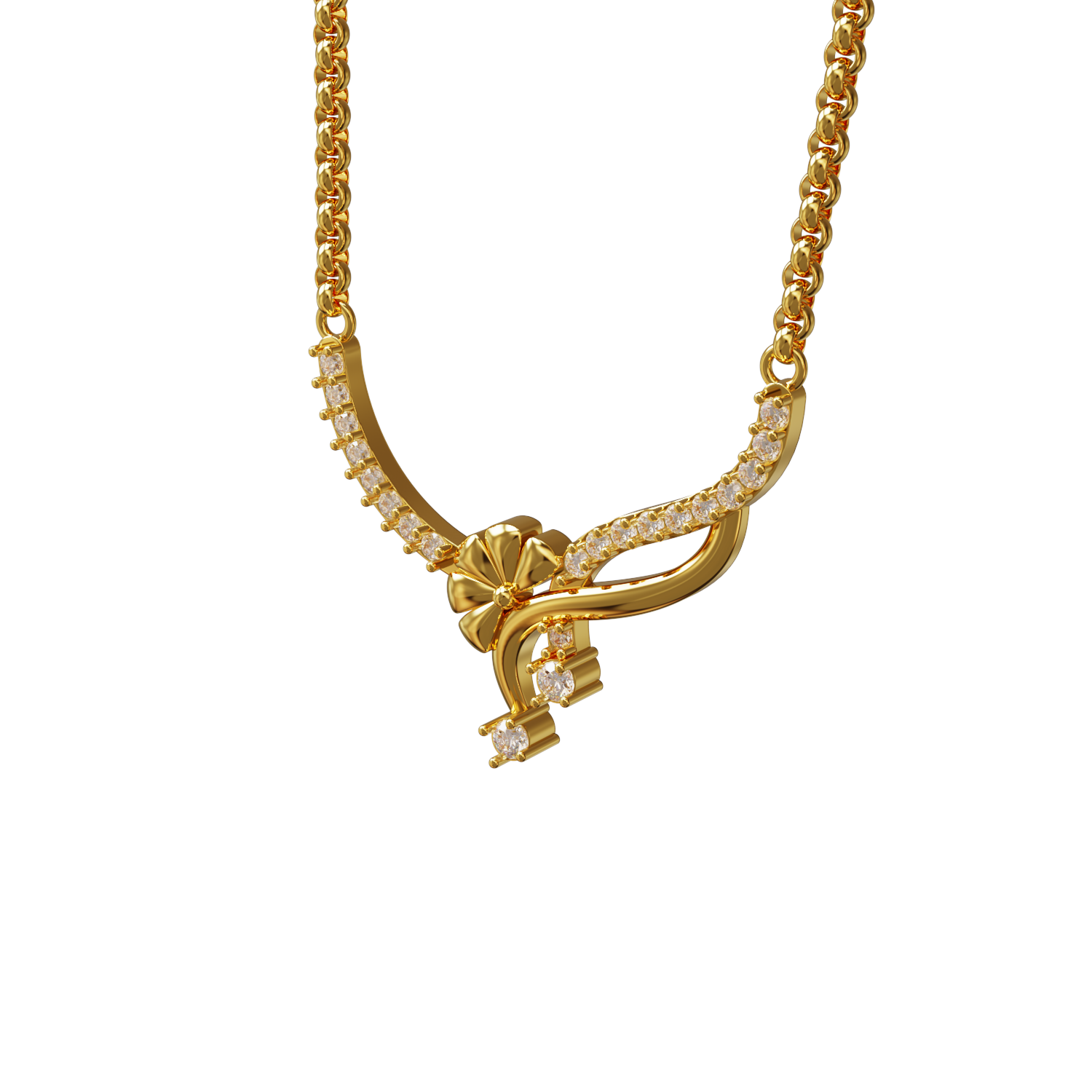 Leaf-and-flower-Design-Gold-Pendant