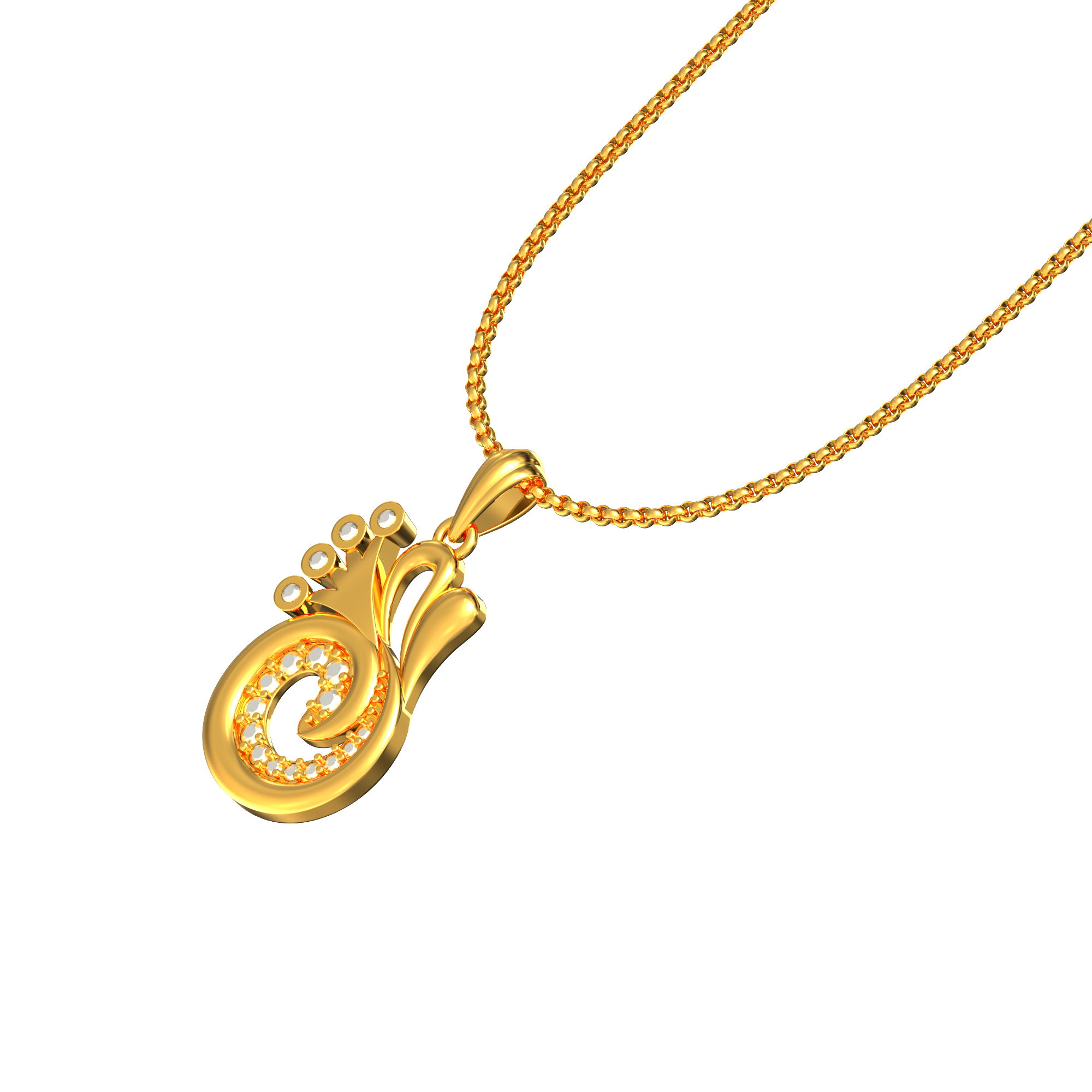 Curve Design Gold Stone Pendant