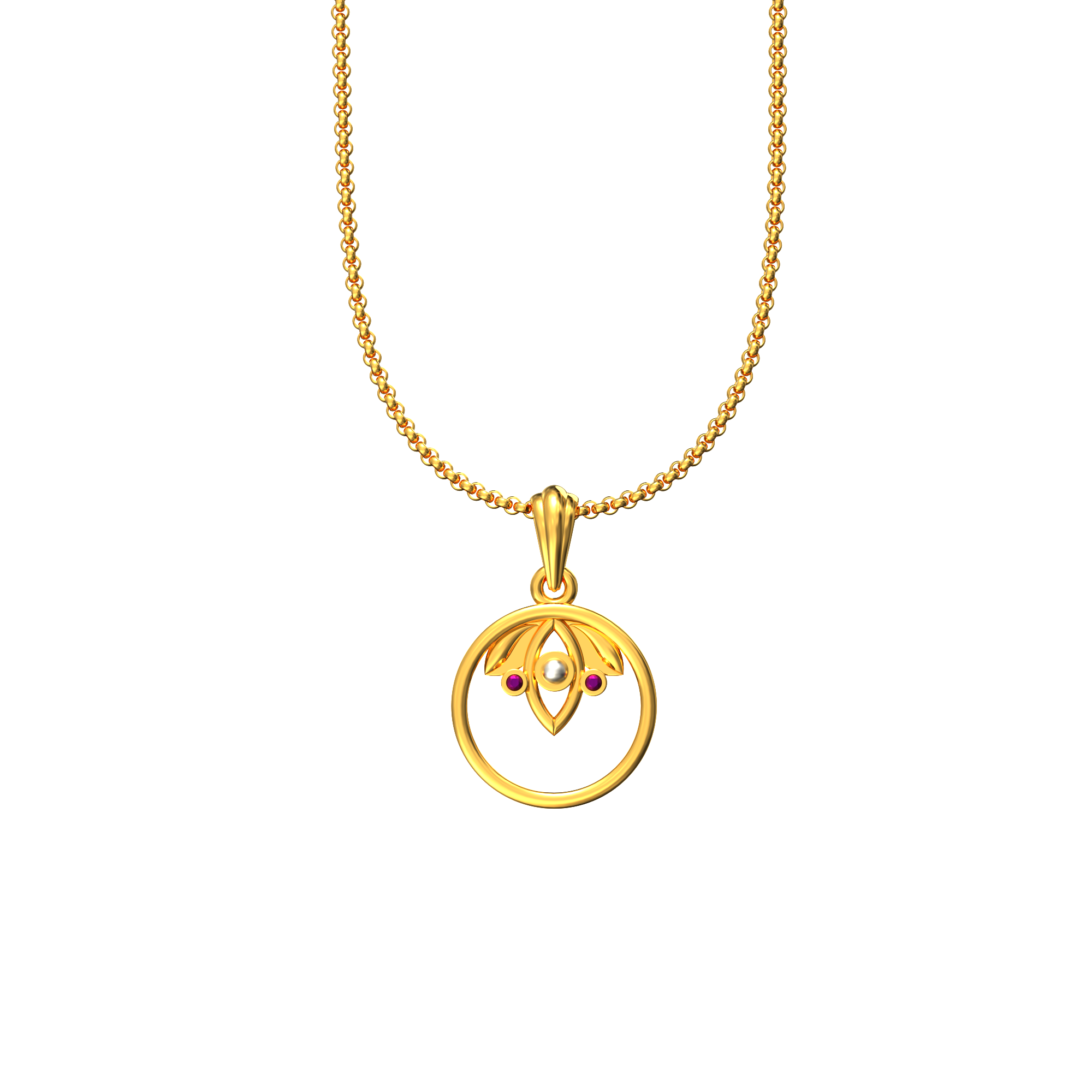 Geometric Circle Design Gold Pendant