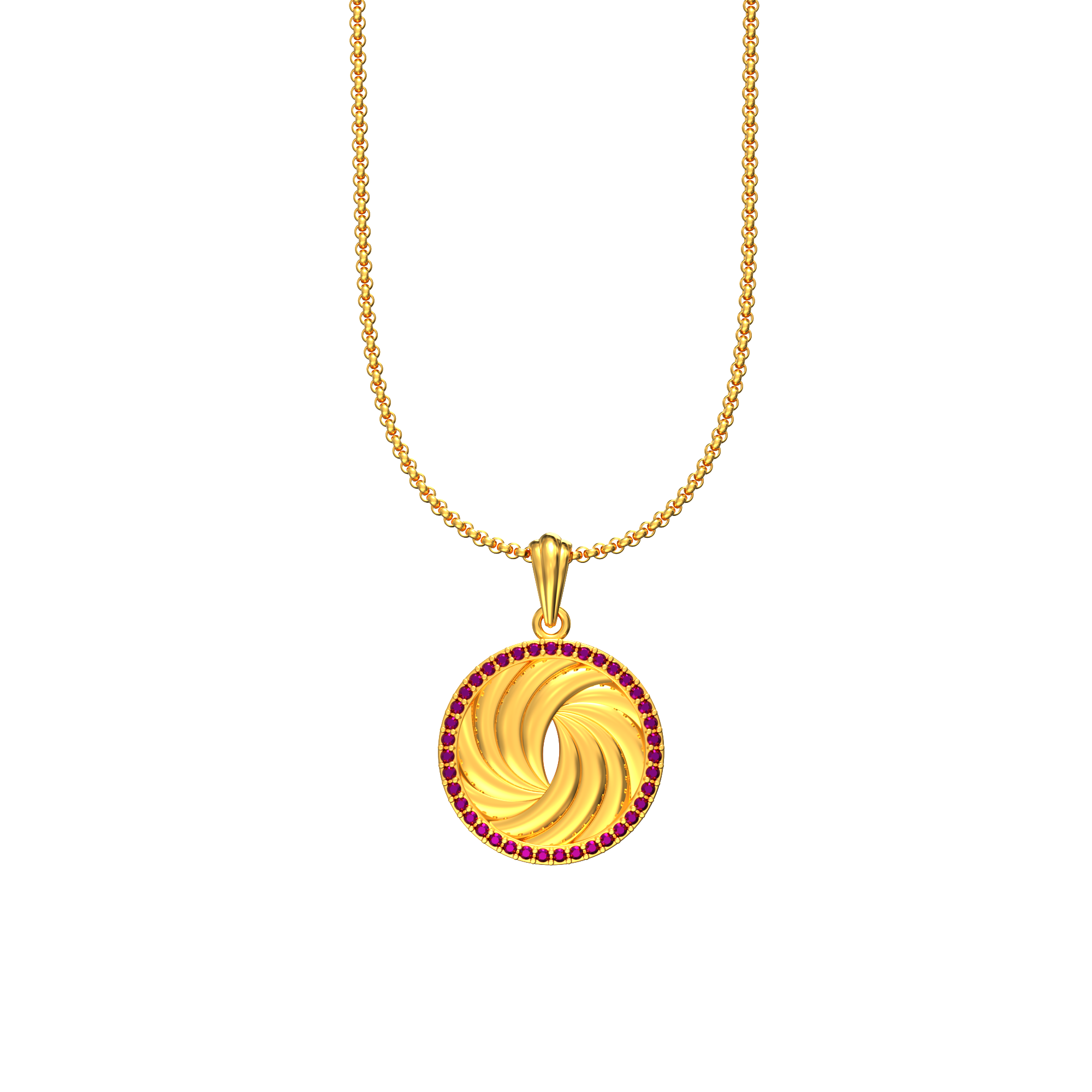 Geometric Circle Gold Stone Pendant