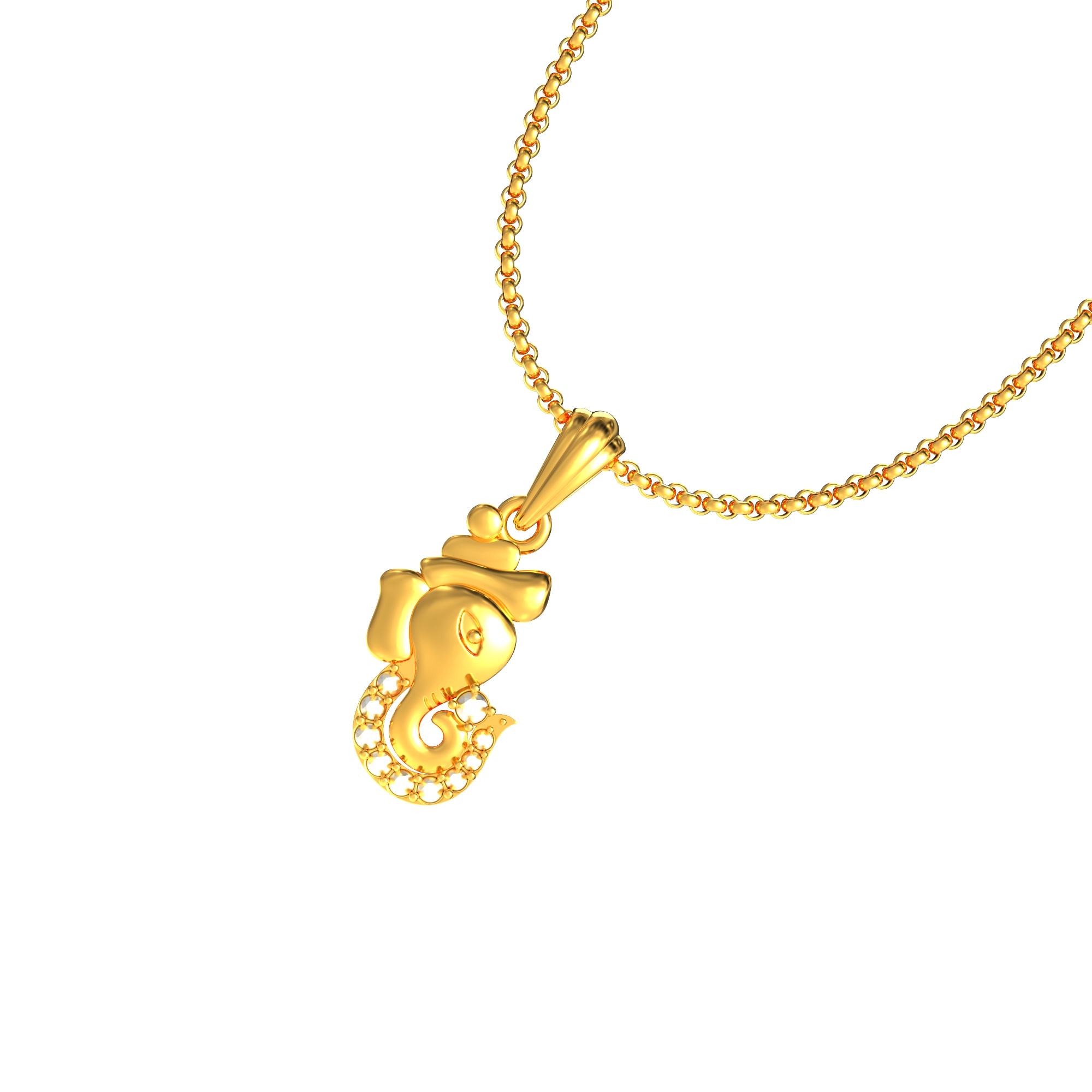 Gold Vinayagar Stone Pendants