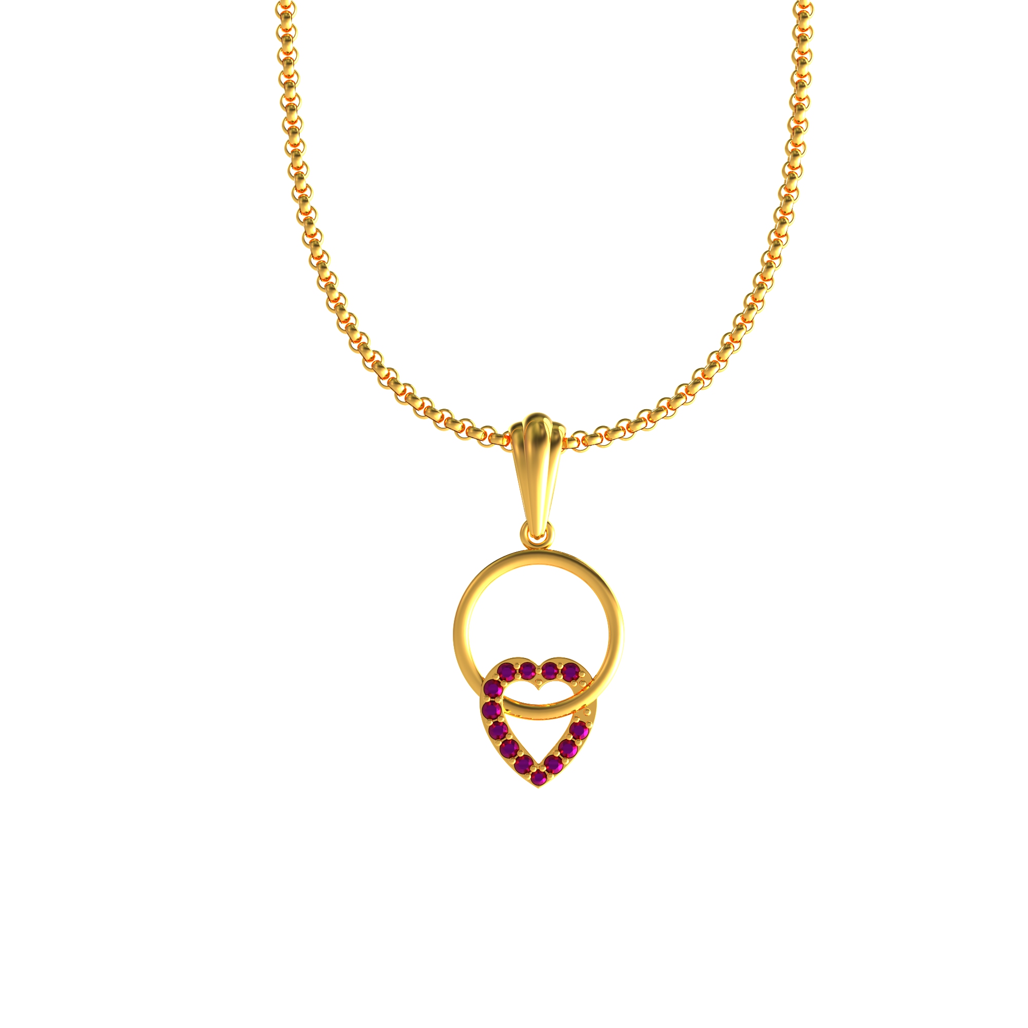 Graceful Round Heart Gold Pendant