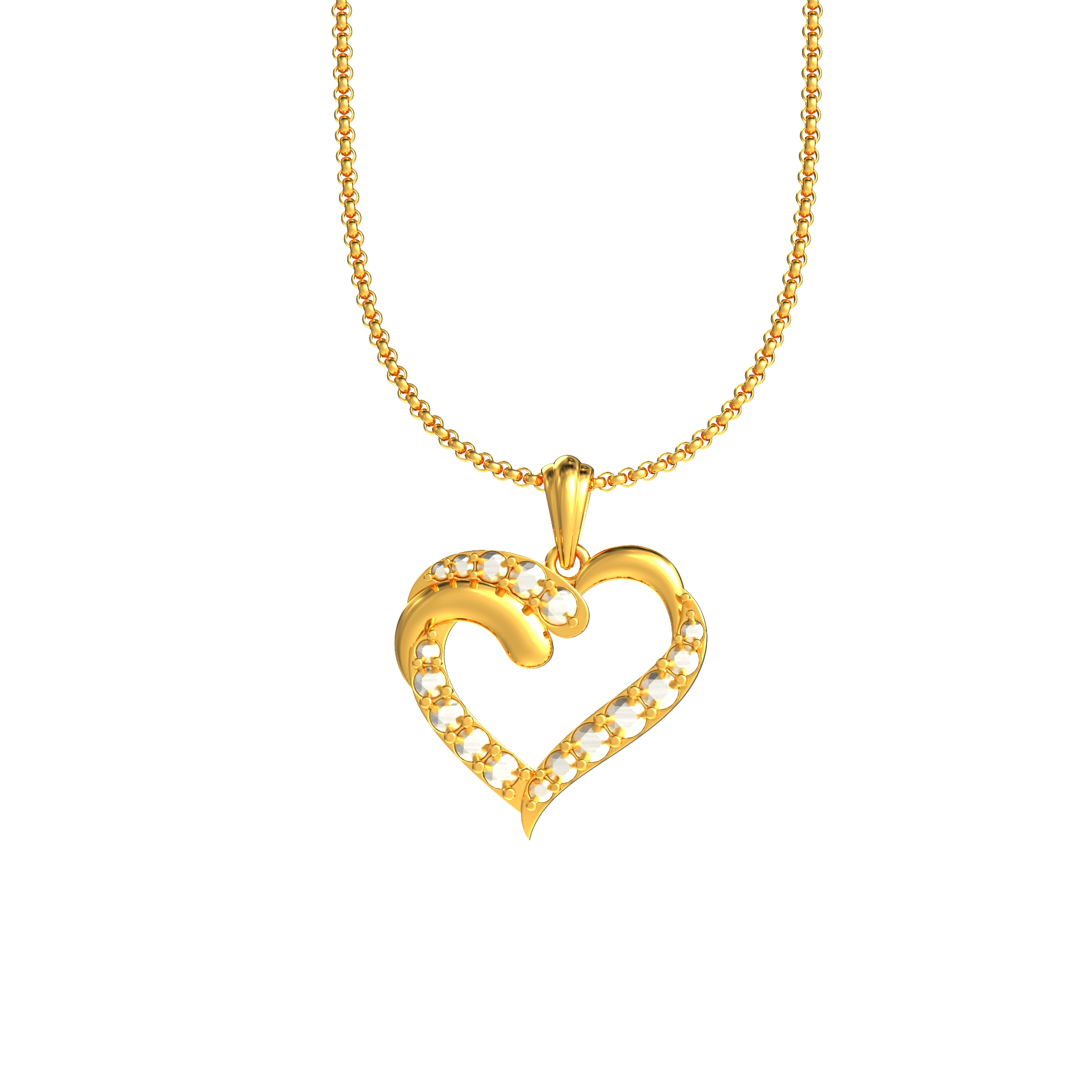Heart Gold Stone Pendant
