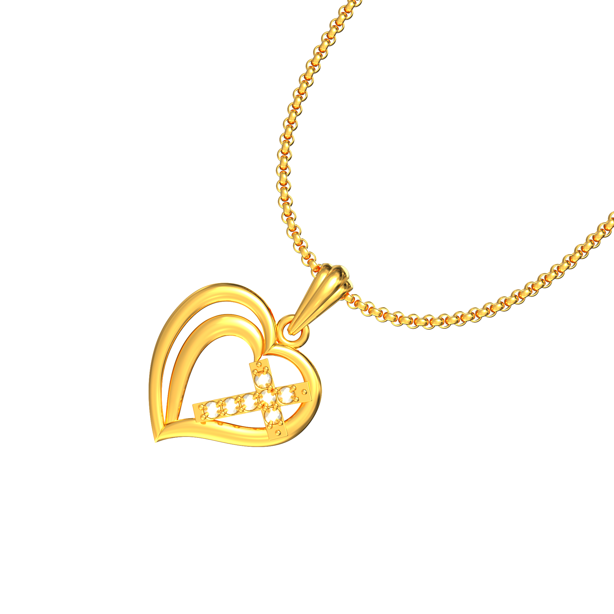 Heart Jesus Cross Gold Pendant Poonamallee