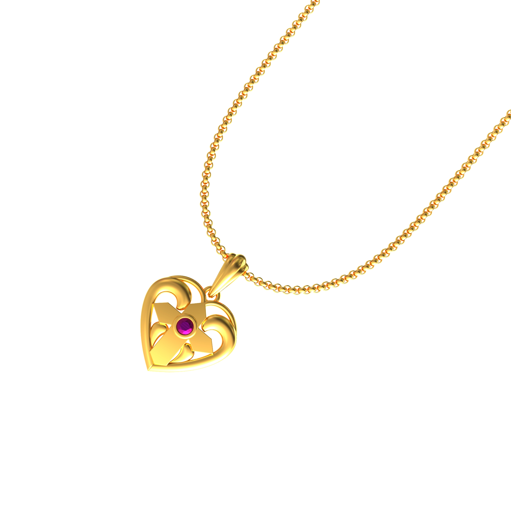 Heart Jesus Cross Gold Pendant