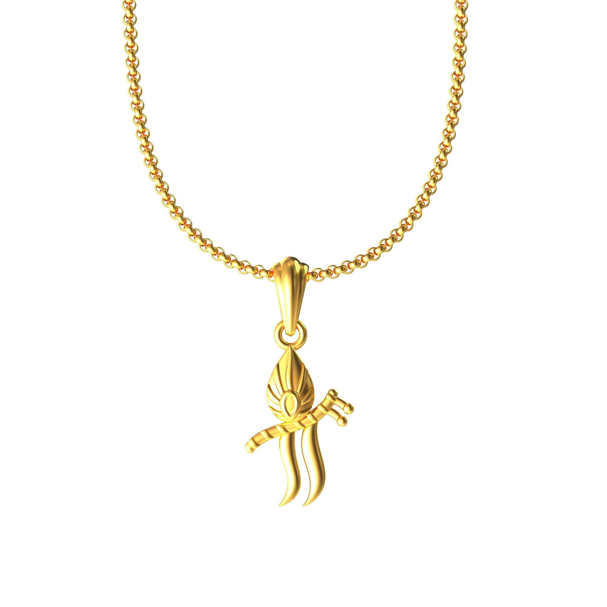 Krishna Flute Gold Pendant