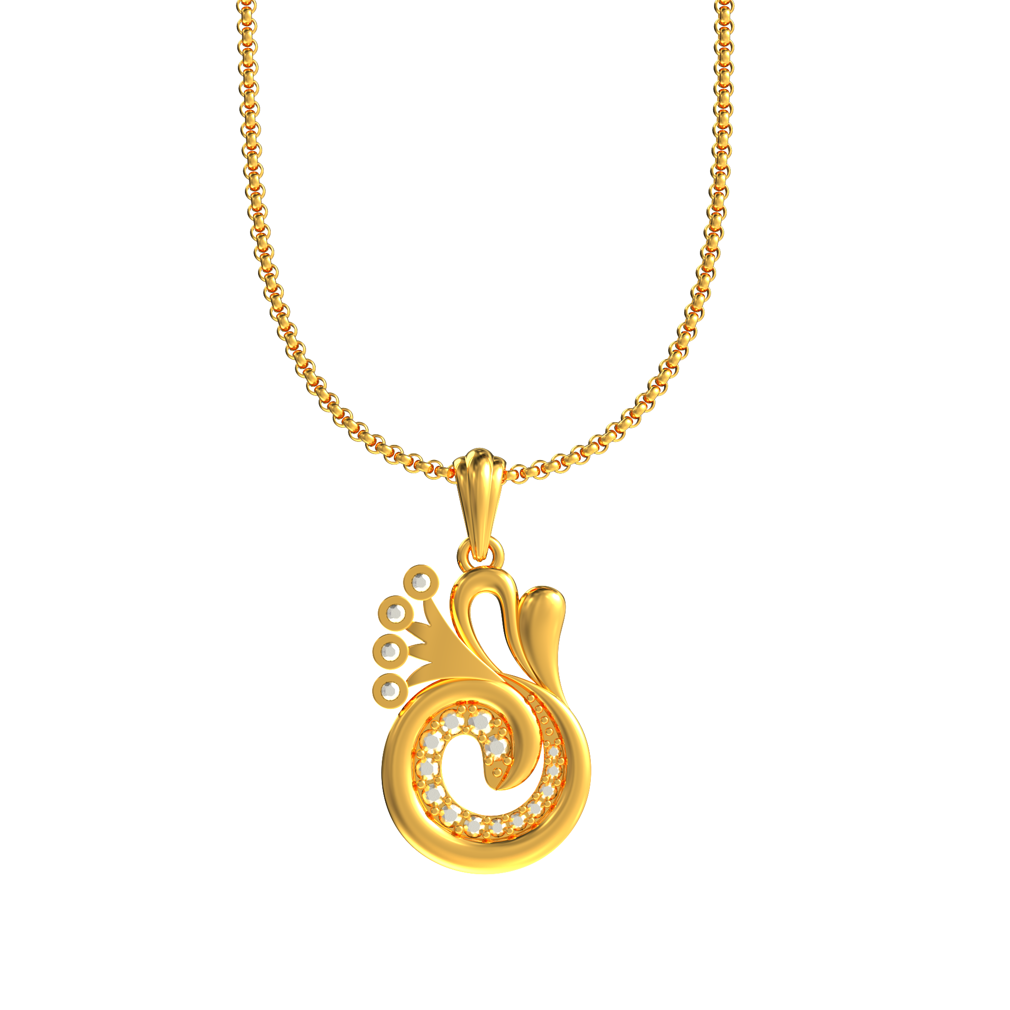 Modern Curve Design Gold Pendant