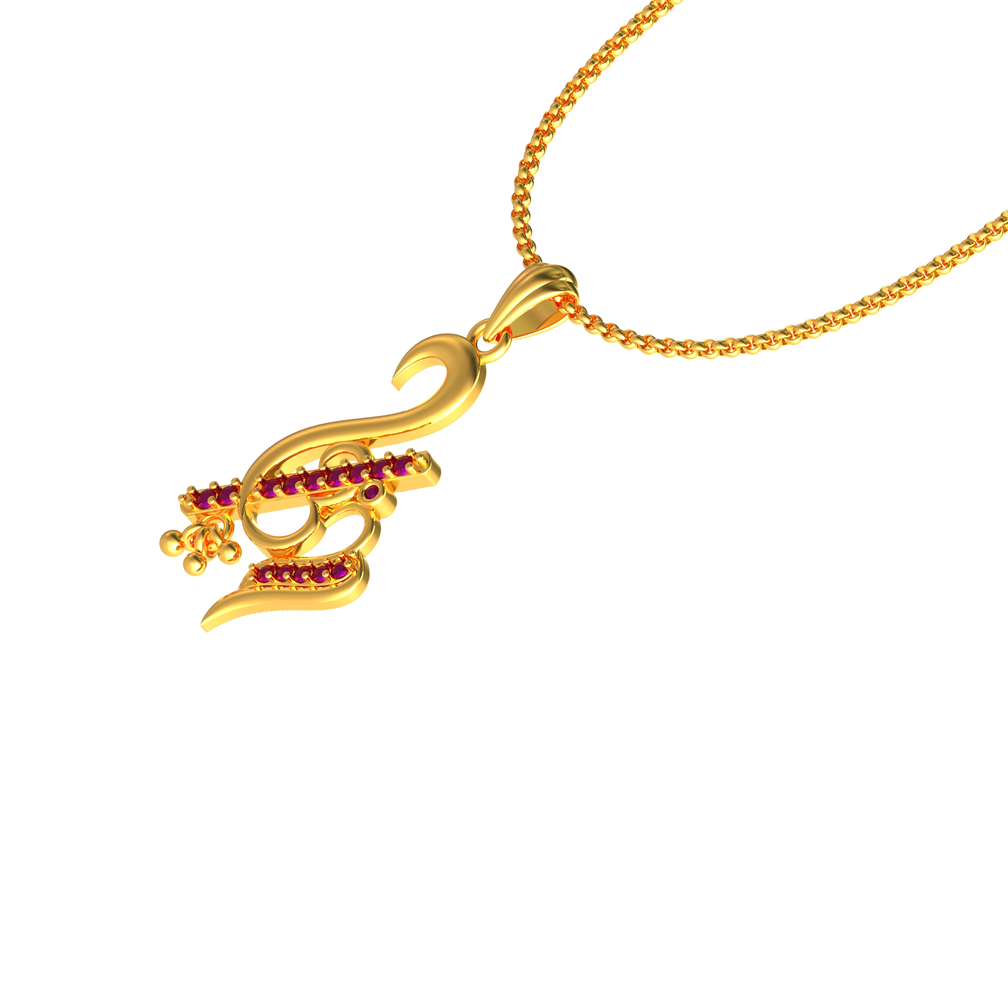 OM with Flute Gold Pendant Poonamallee