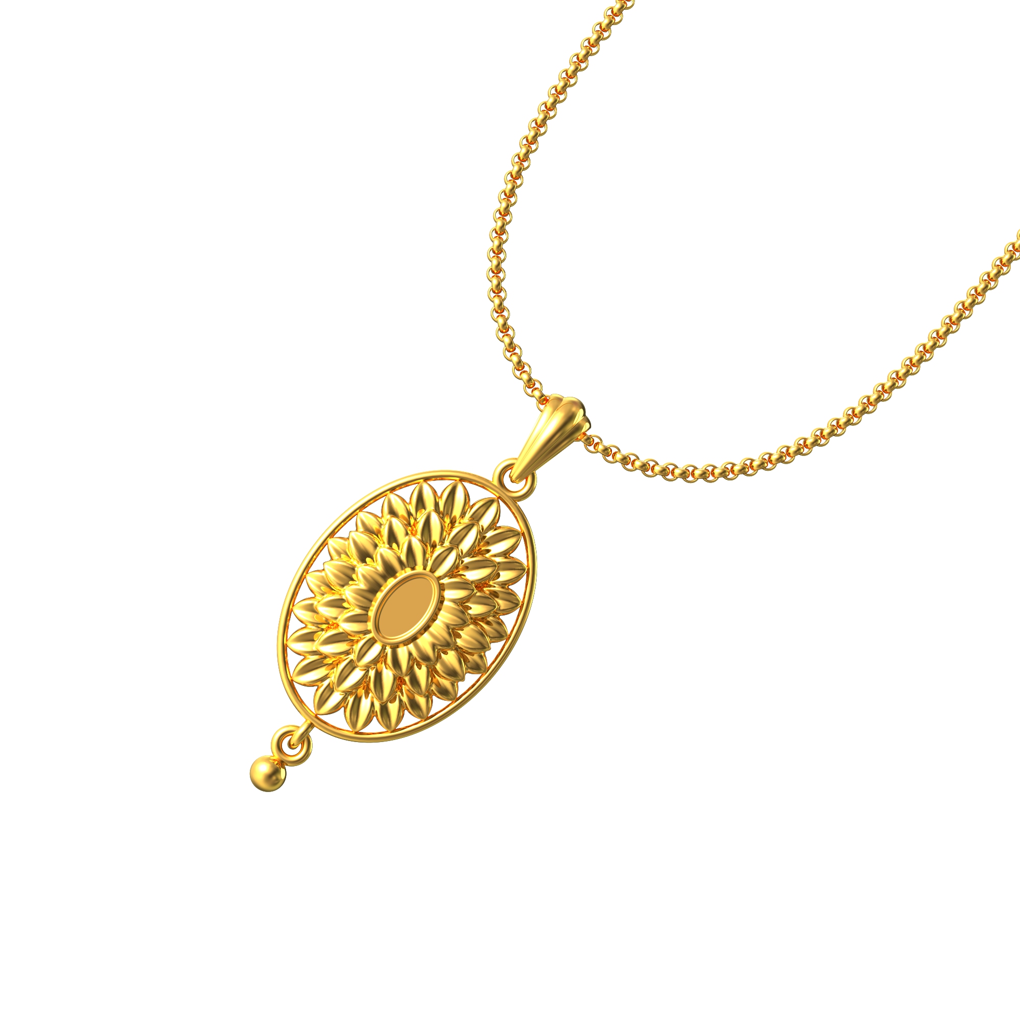 Oval Shape Design Gold Pendant Online