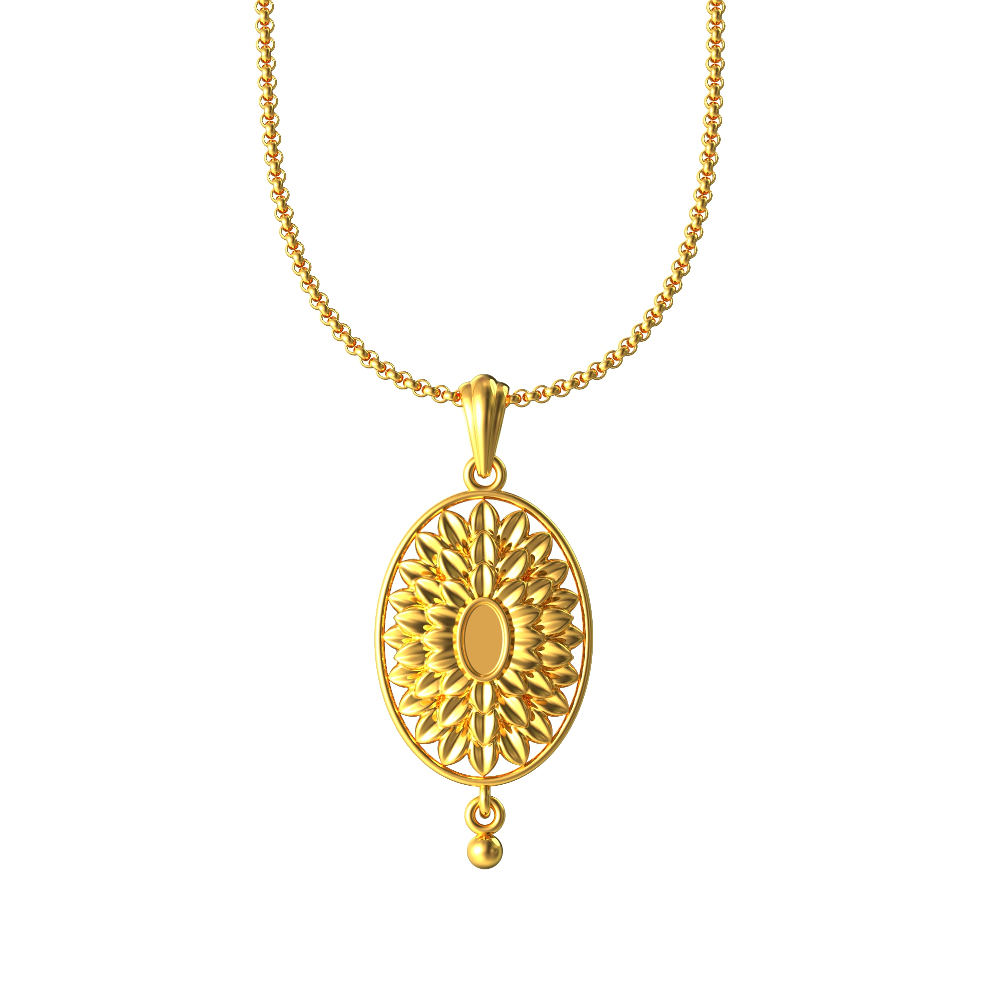 Oval Shape Design Gold Pendant