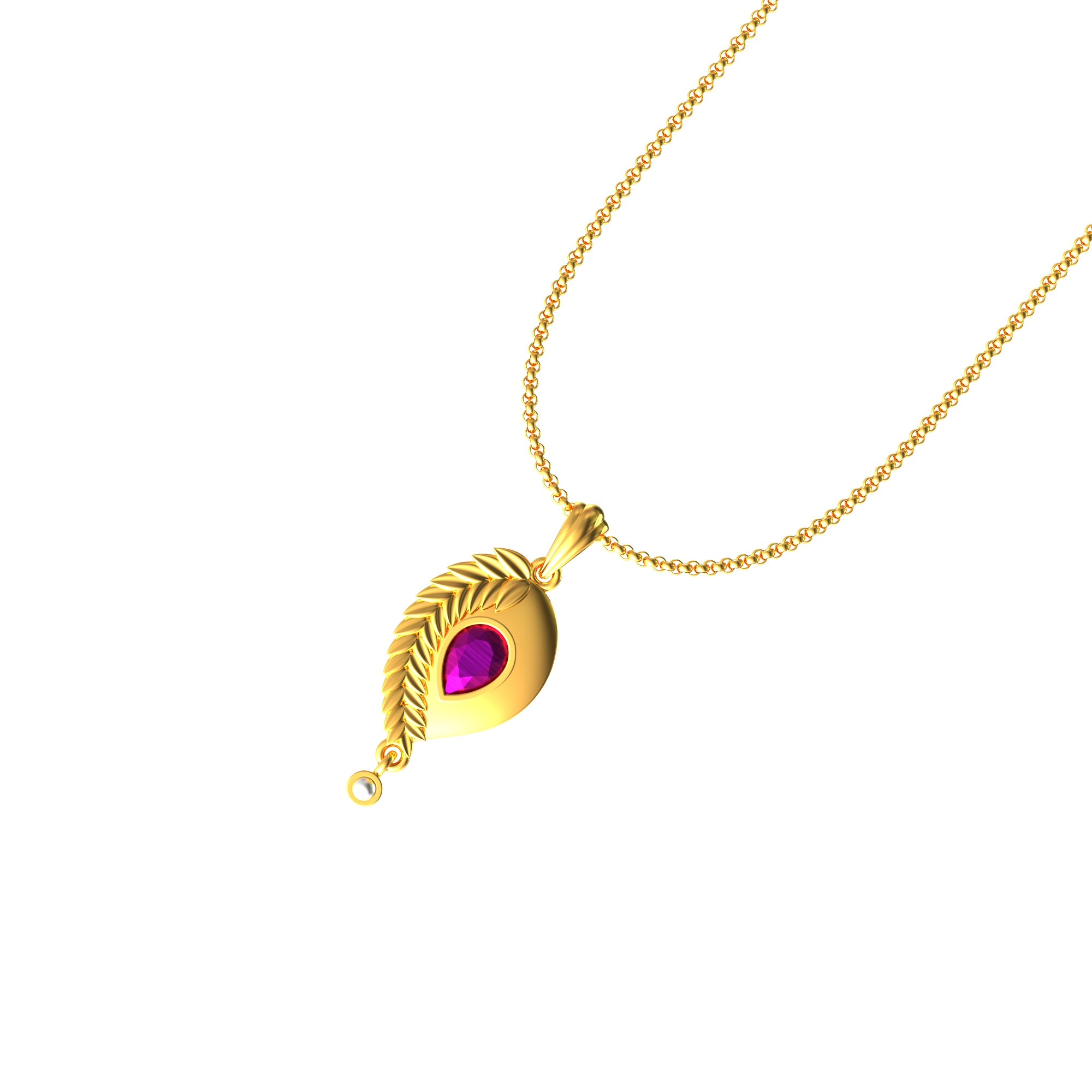 Oval Shape Leaf Design Gold Pendant Online