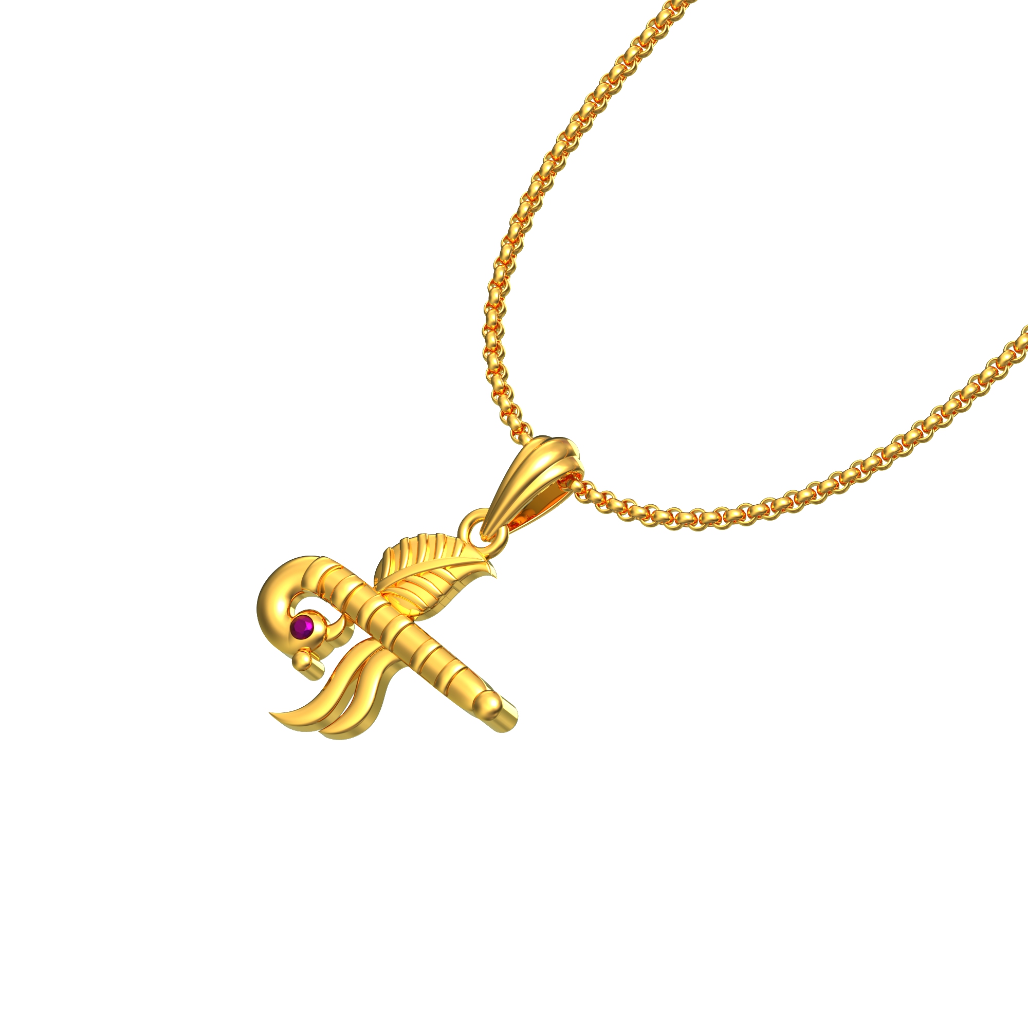Peacock Flute Design Gold Pendant Chennai