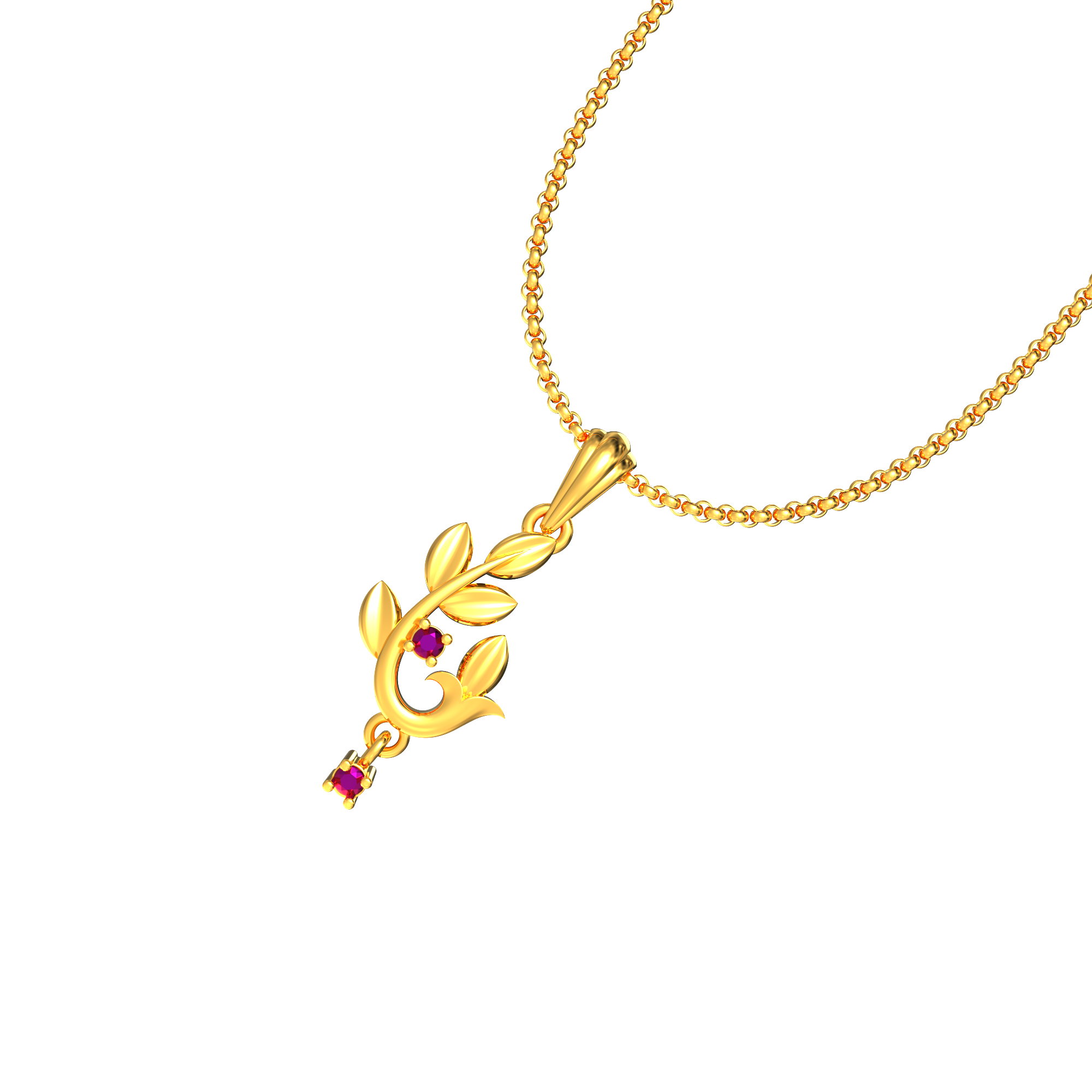 Stone Leaf Design Gold Pendant
