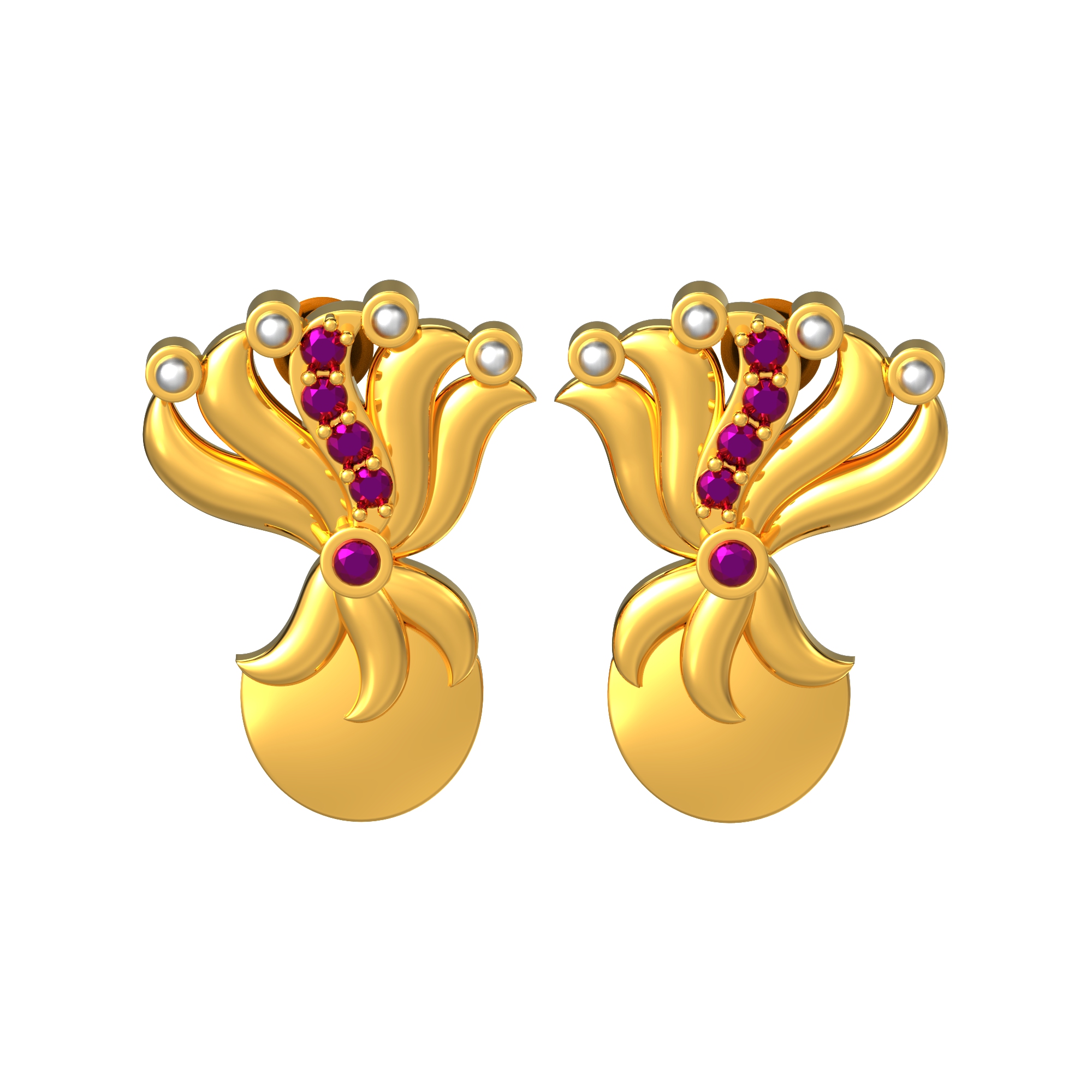 Curve Shape Gold Earrings Online