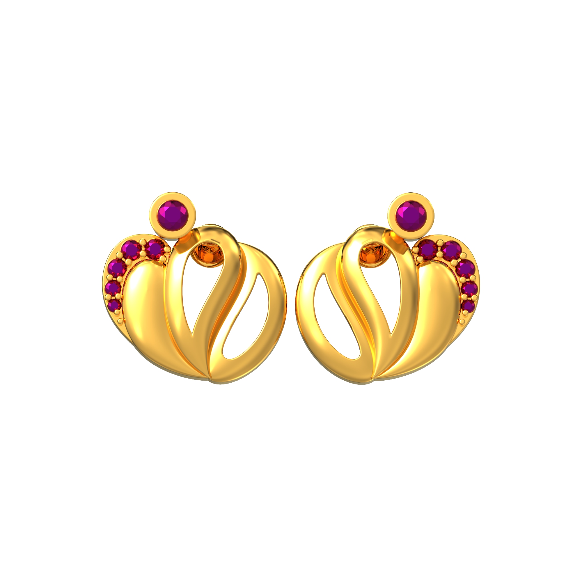 Curve Shape Gold Stone Stud Online