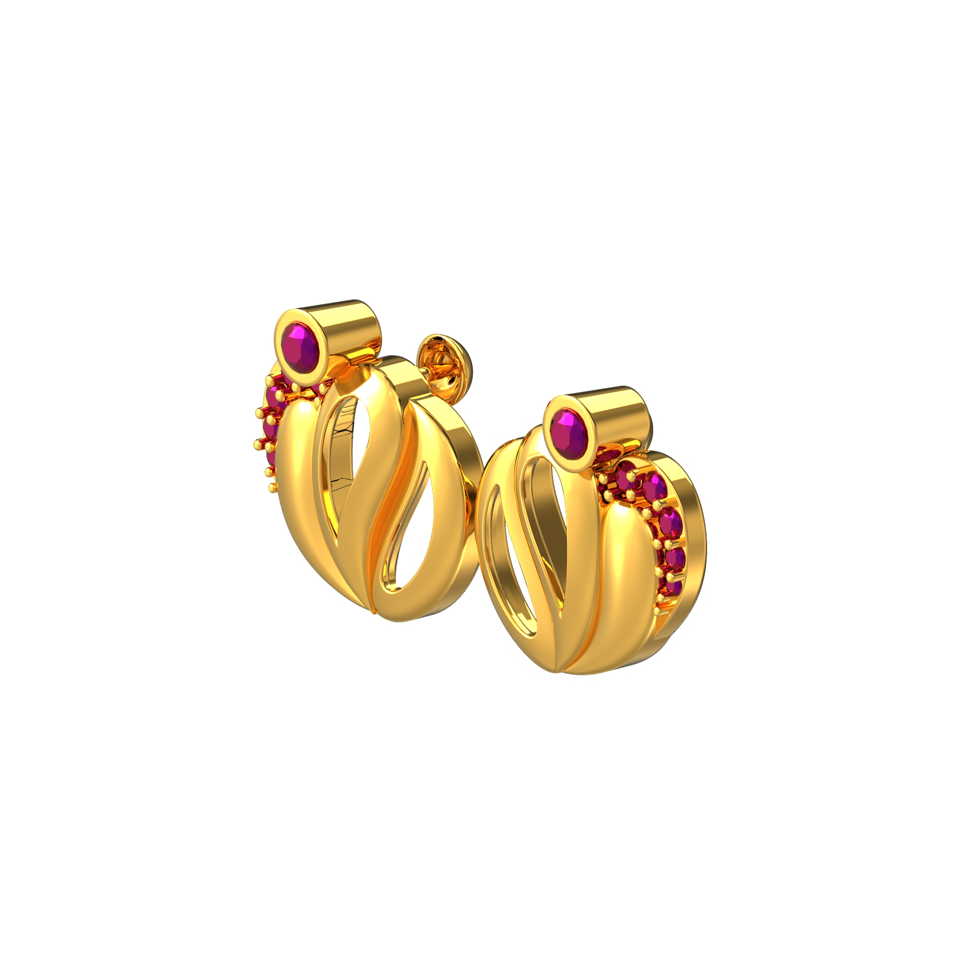 Curve Shape Gold Stone Stud