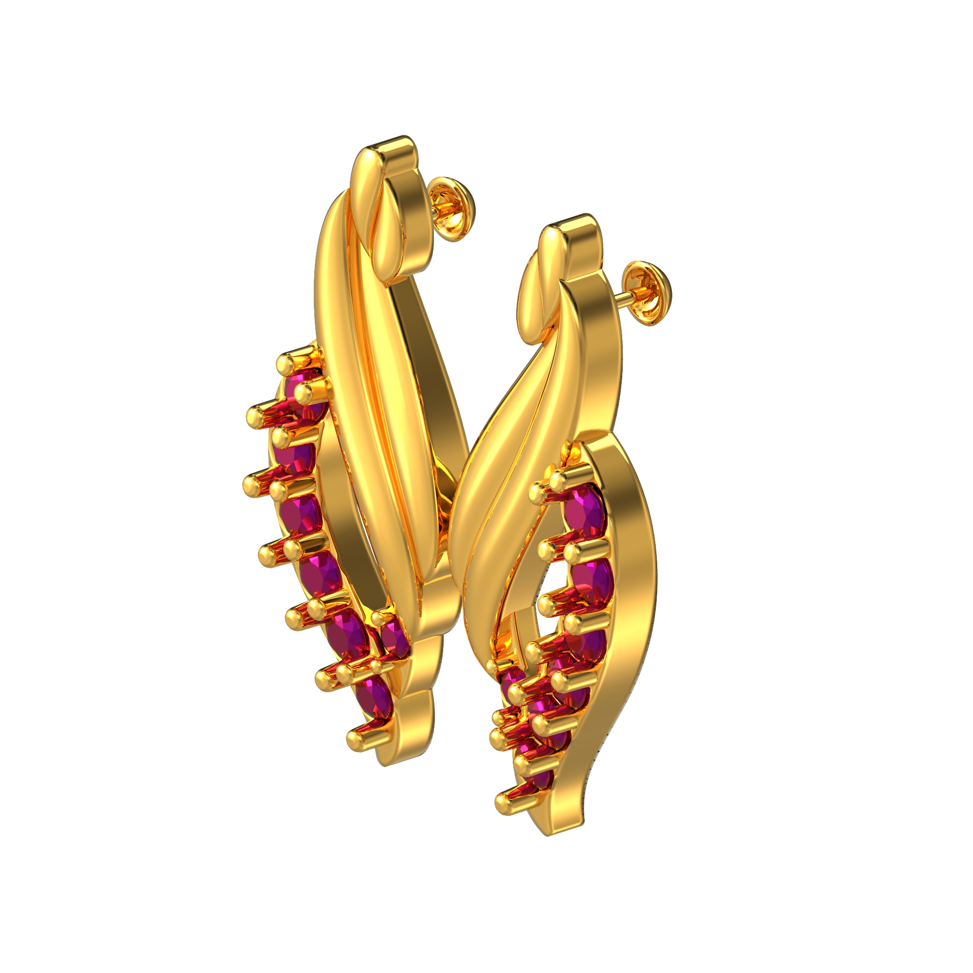 Curve Wave Design Gold Earrings Online