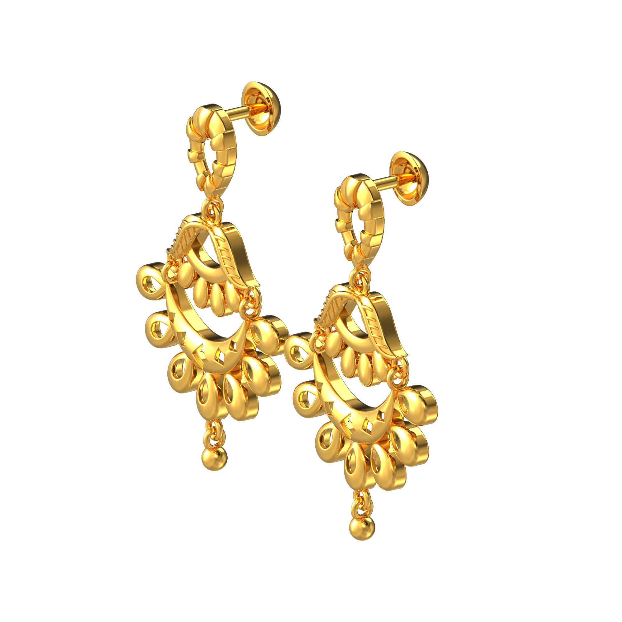 Gorgeous Floral Gold Stud Drops