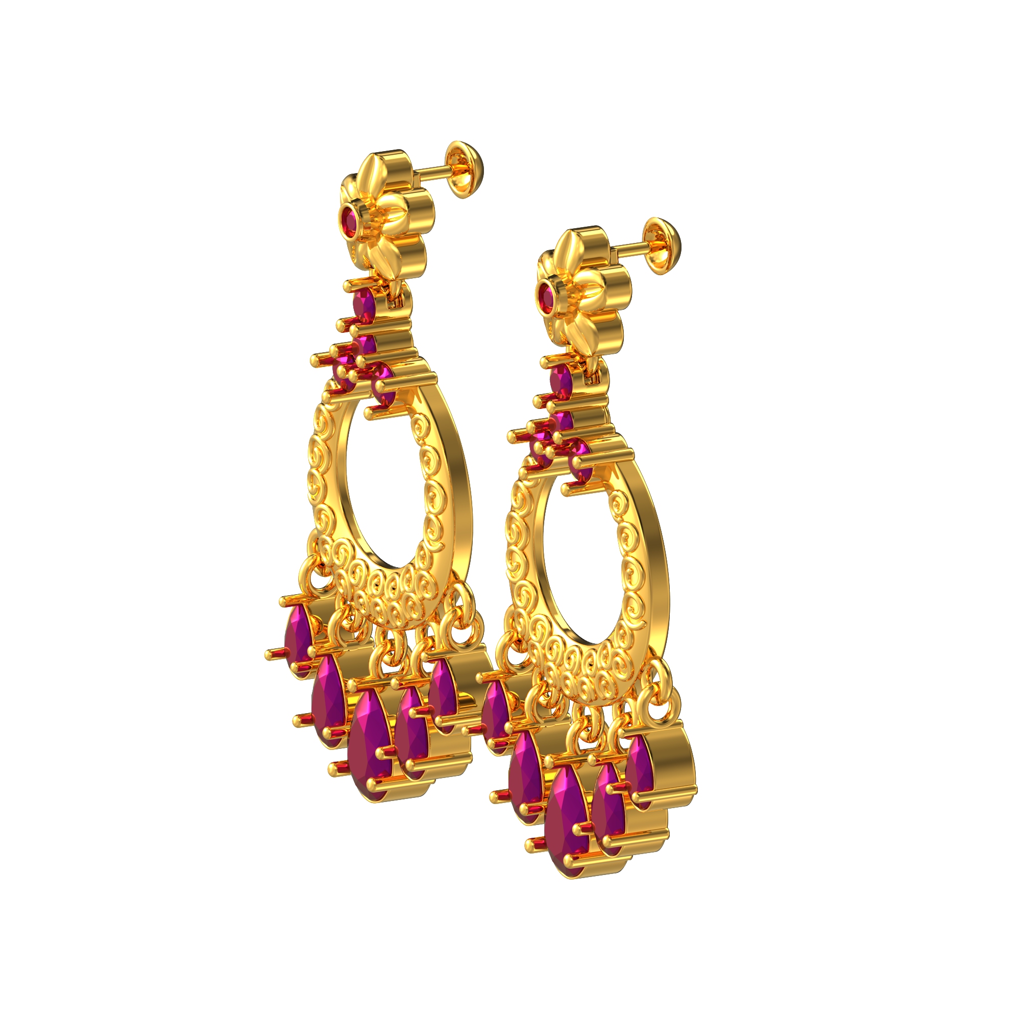 Natural Floral Design Stone Stud Drops Online