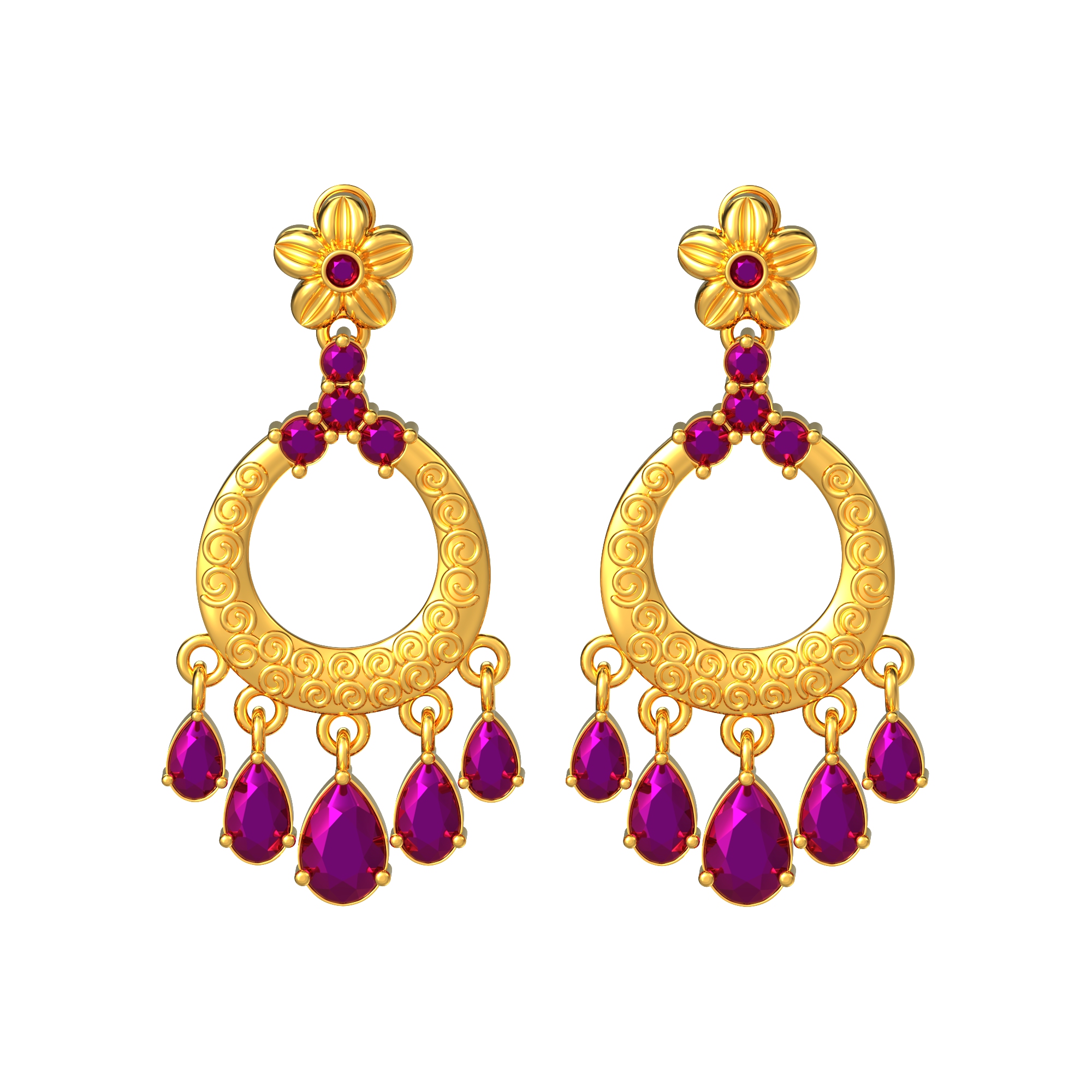 Natural Floral Design Stone Stud Drops