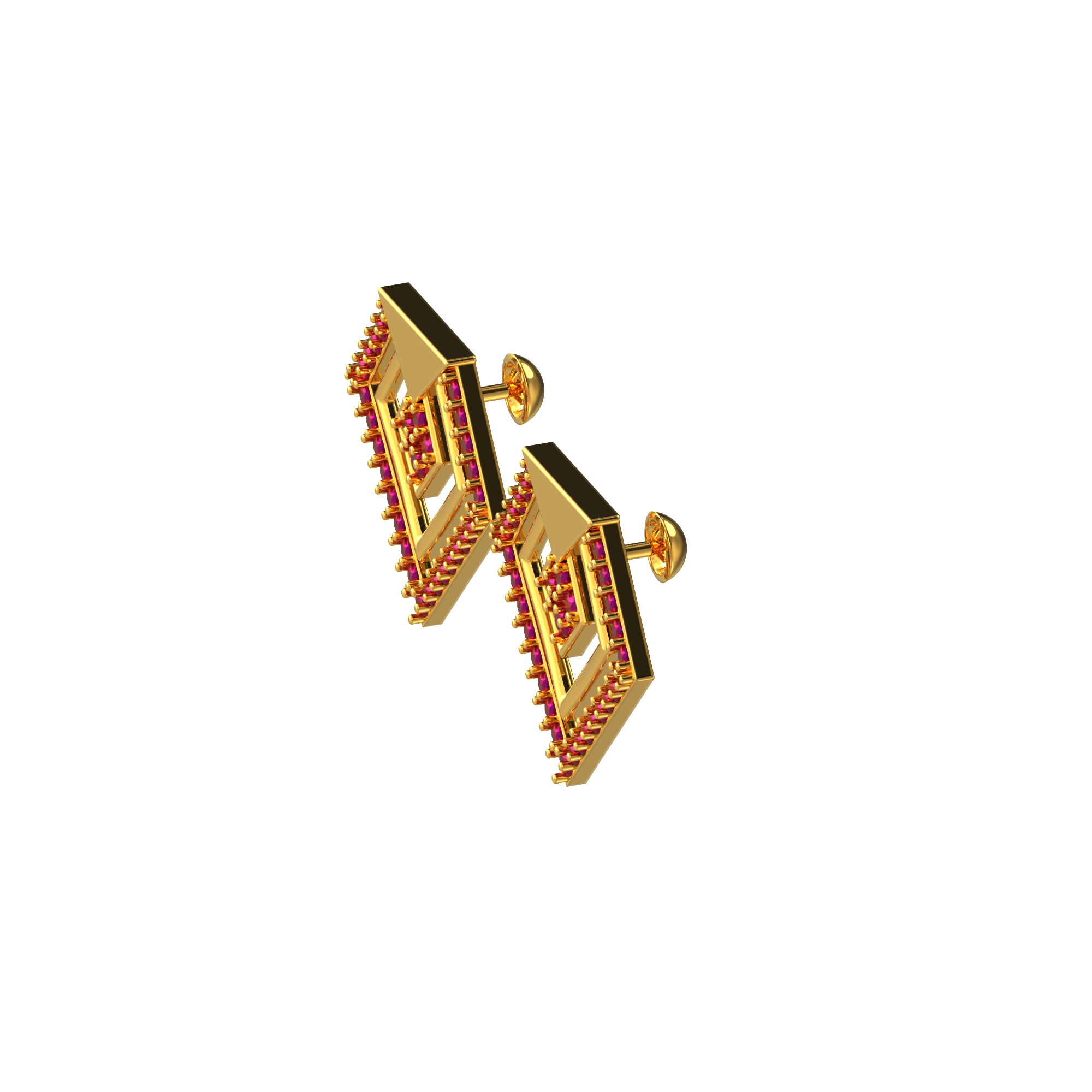 Stone Studded Gold Earrings