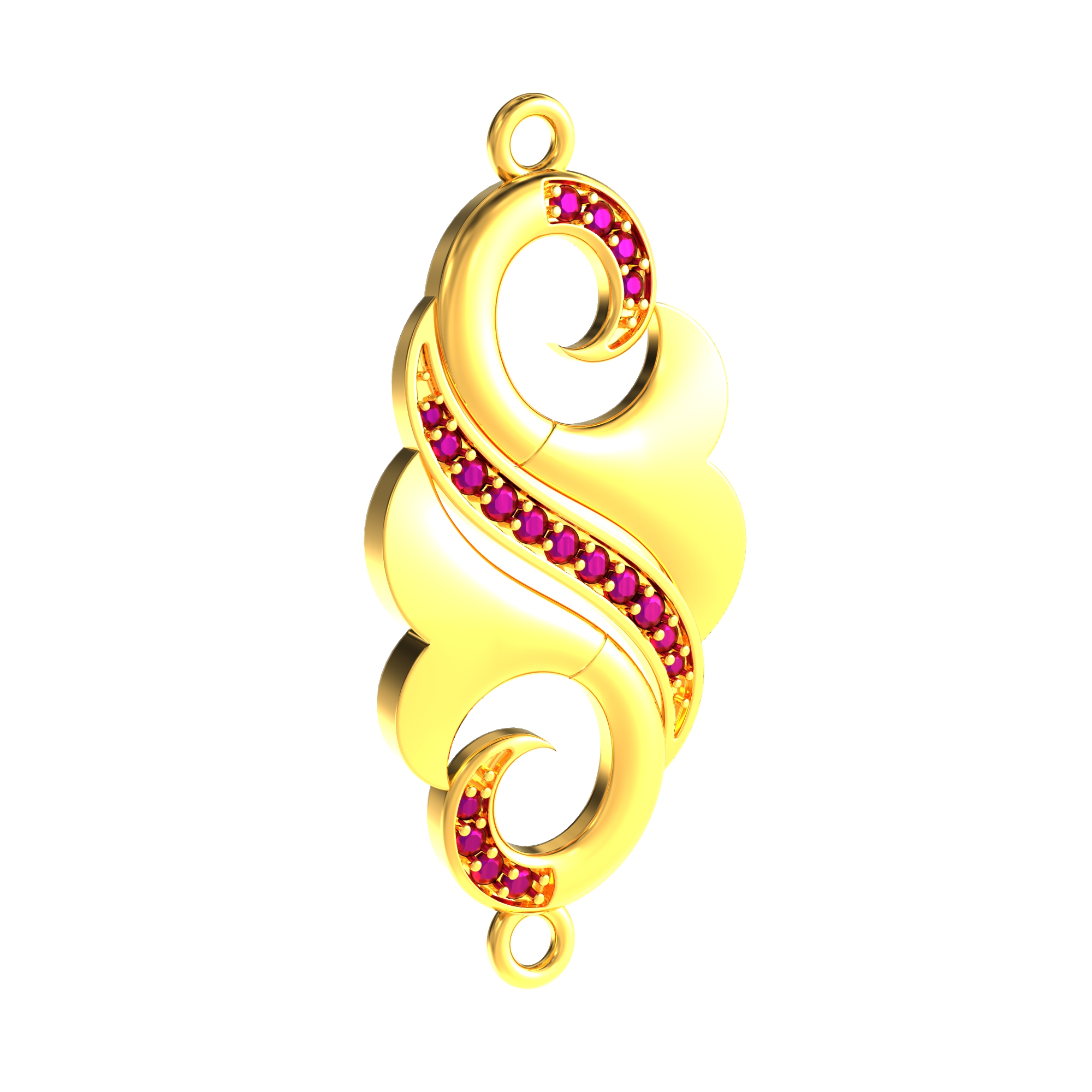 Curve Line Design Gold Stone Mugappu