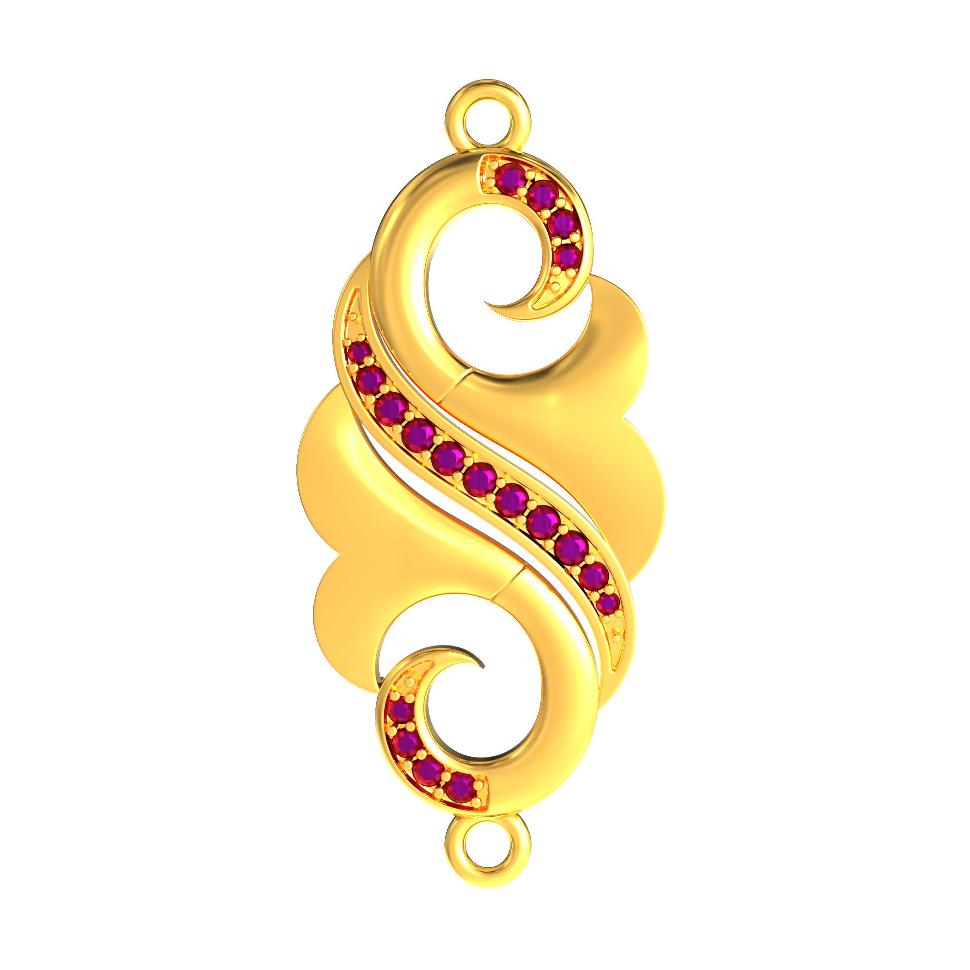 Curve Line Design Gold Stone Mugappu