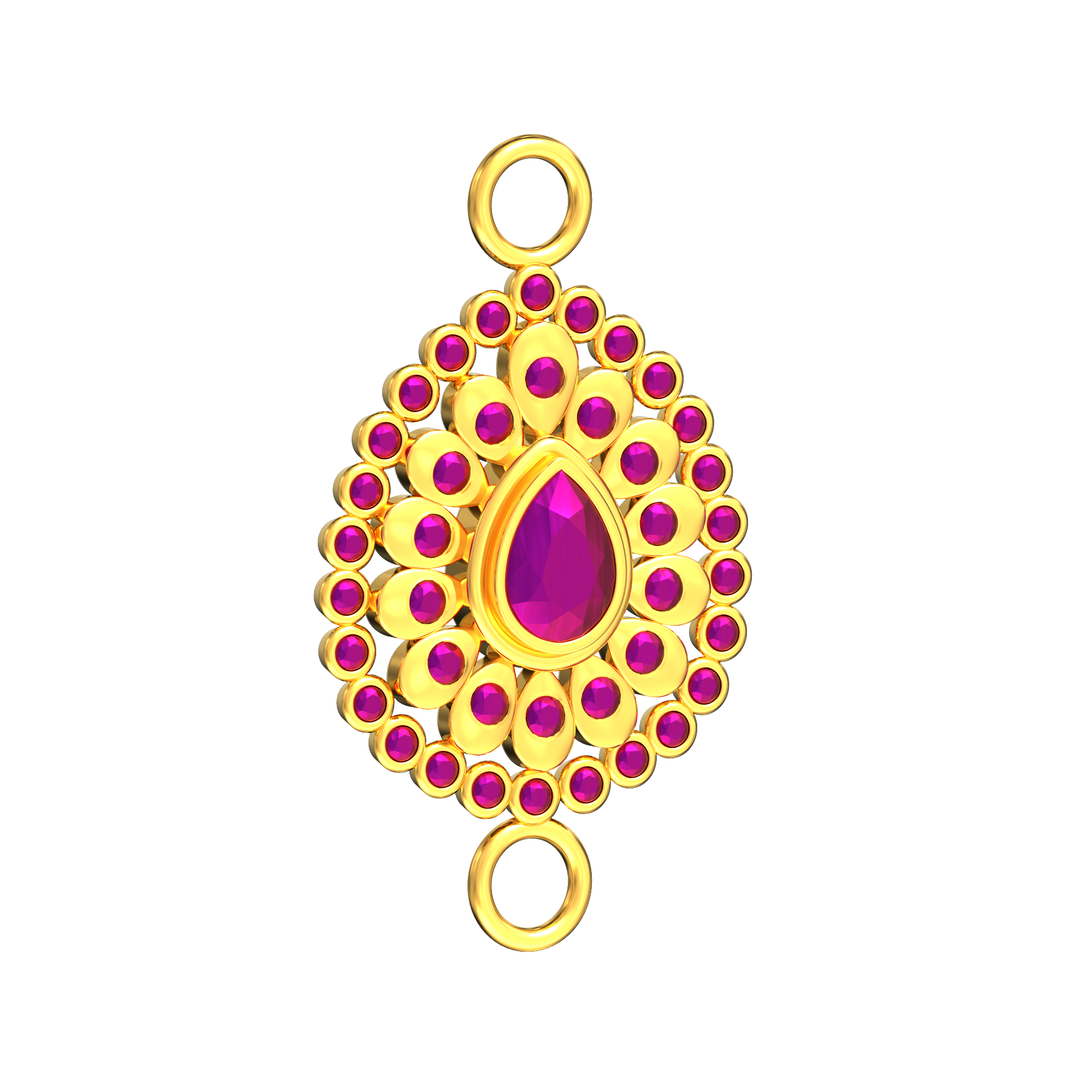 Floral Design With Purple Stone Mugappu