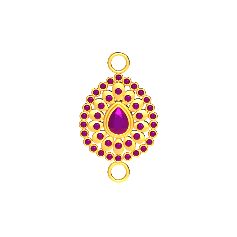 Floral Design With Purple Stone Mugappu