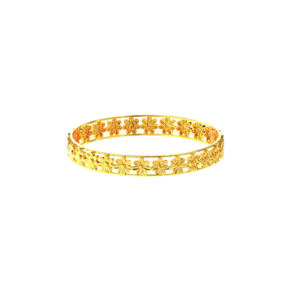 Flowers with Petal Design Gold Bangles
