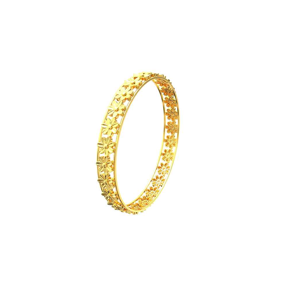 Flowers with Petal Design Gold Bangles