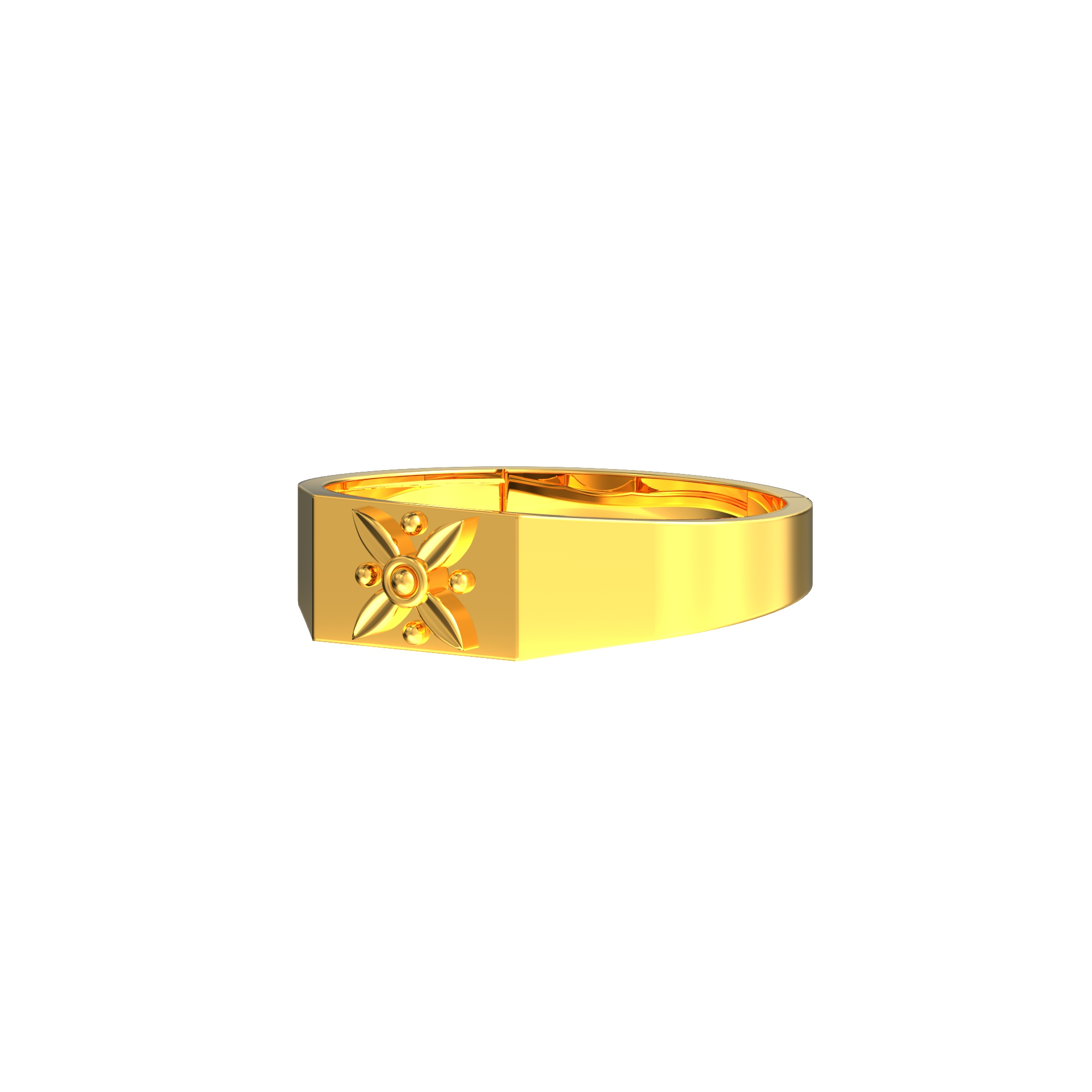 Gents Floral Design Gold Ring