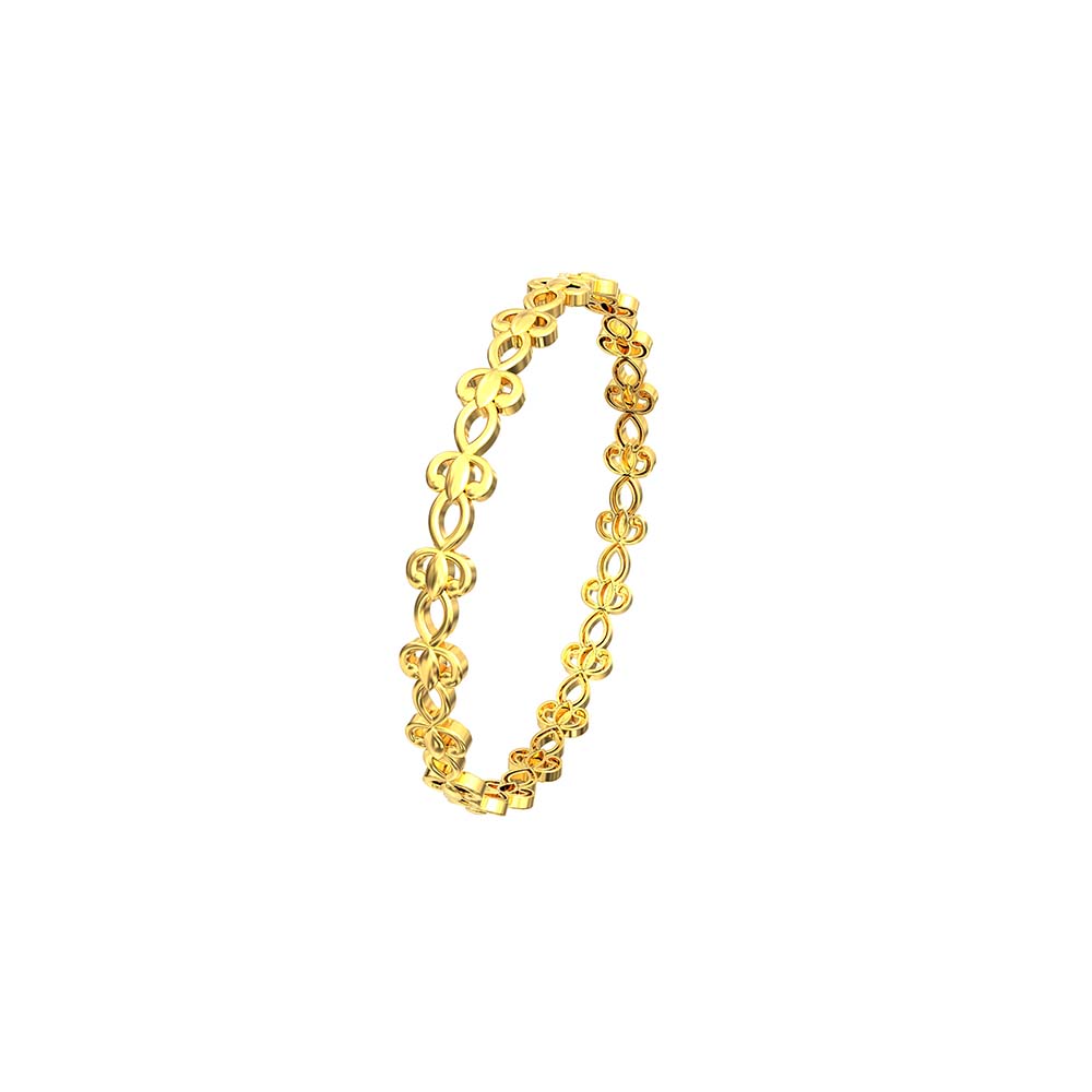Gold Bangles With Curveline Design