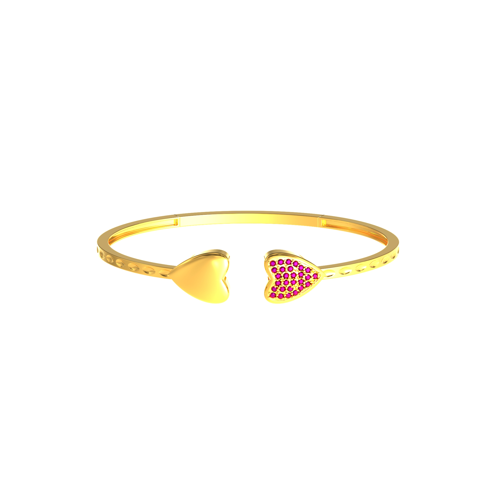 Gold Bracelet Ends with Both Side Heart