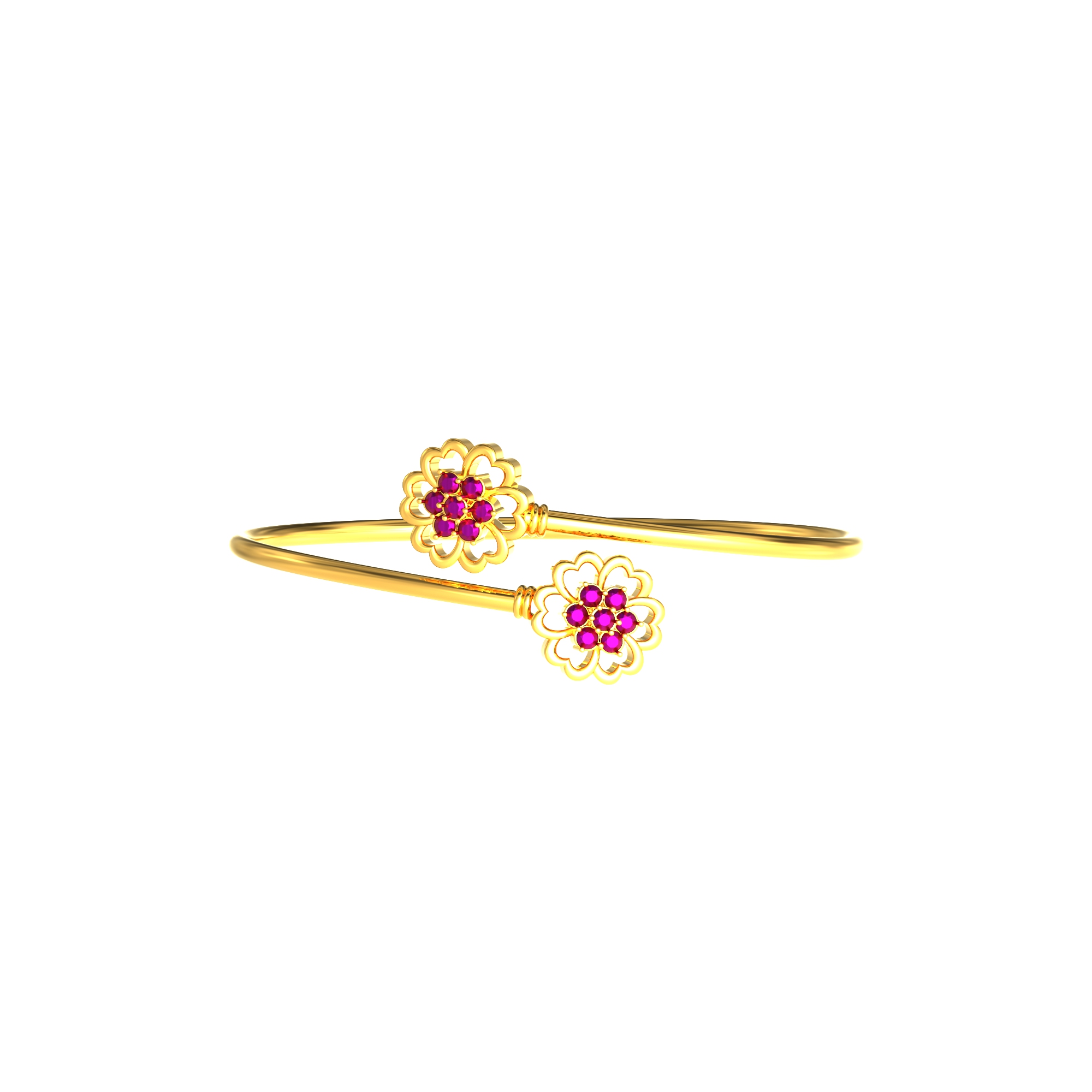 Gold Bracelet with Flower Ends