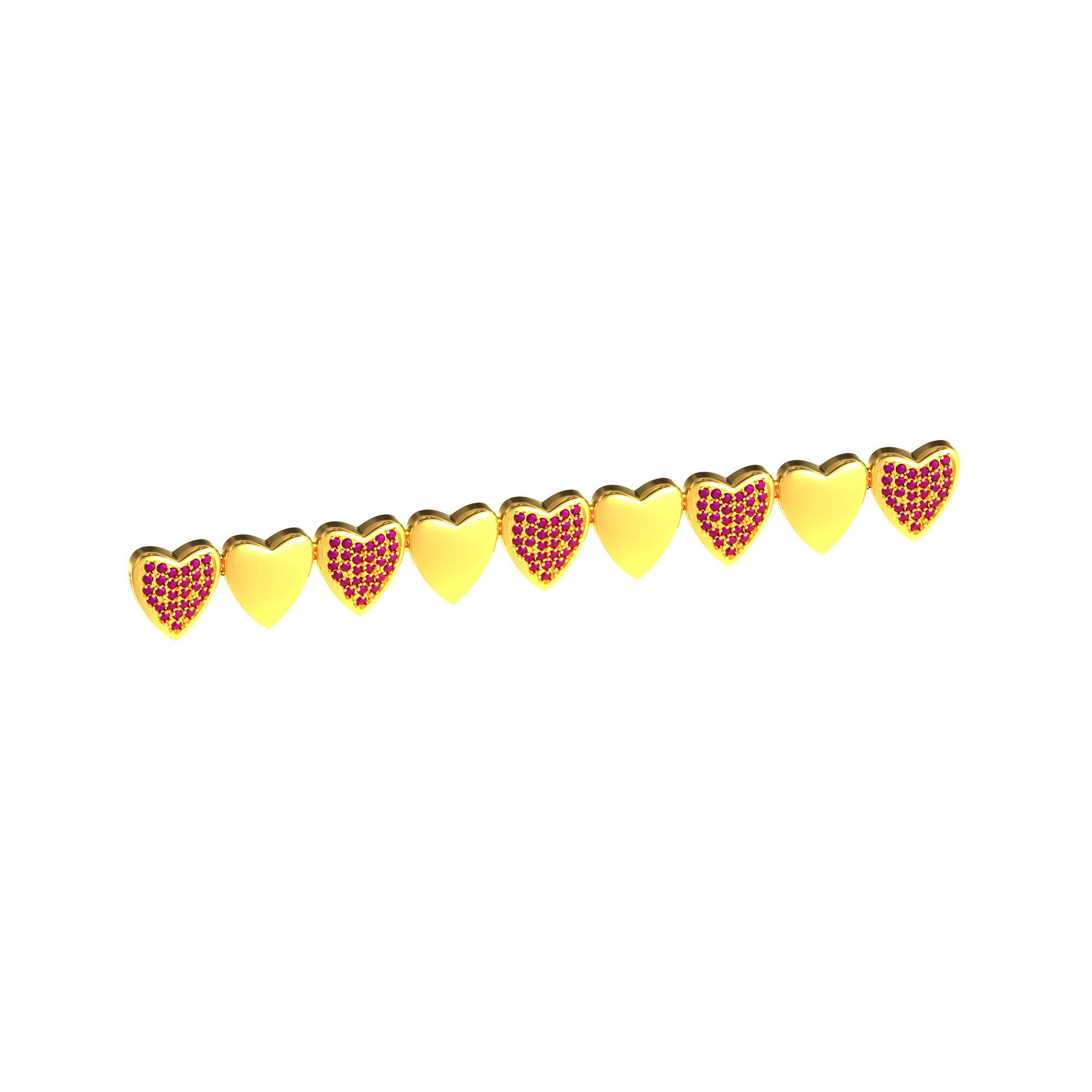 Gold Bracelet with Full Of Hearts