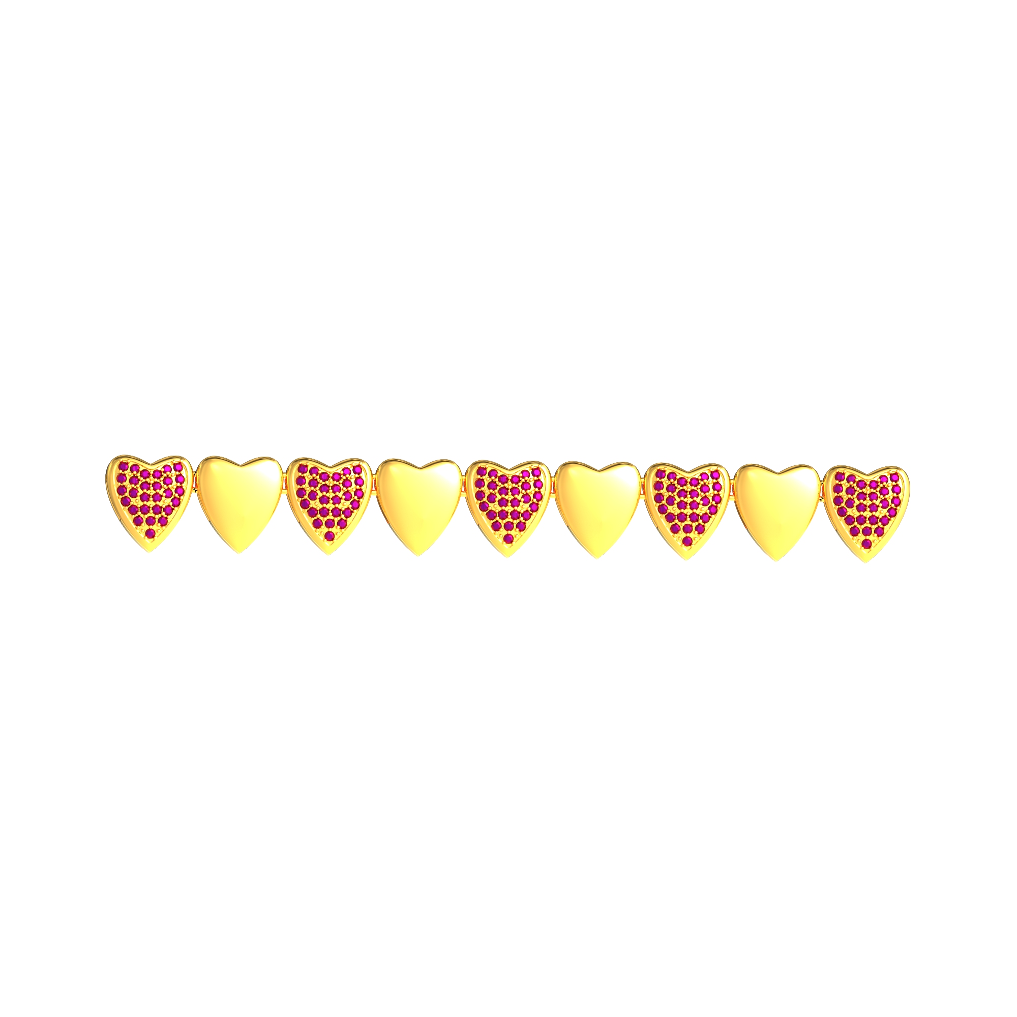 Gold Bracelet with Full Of Hearts