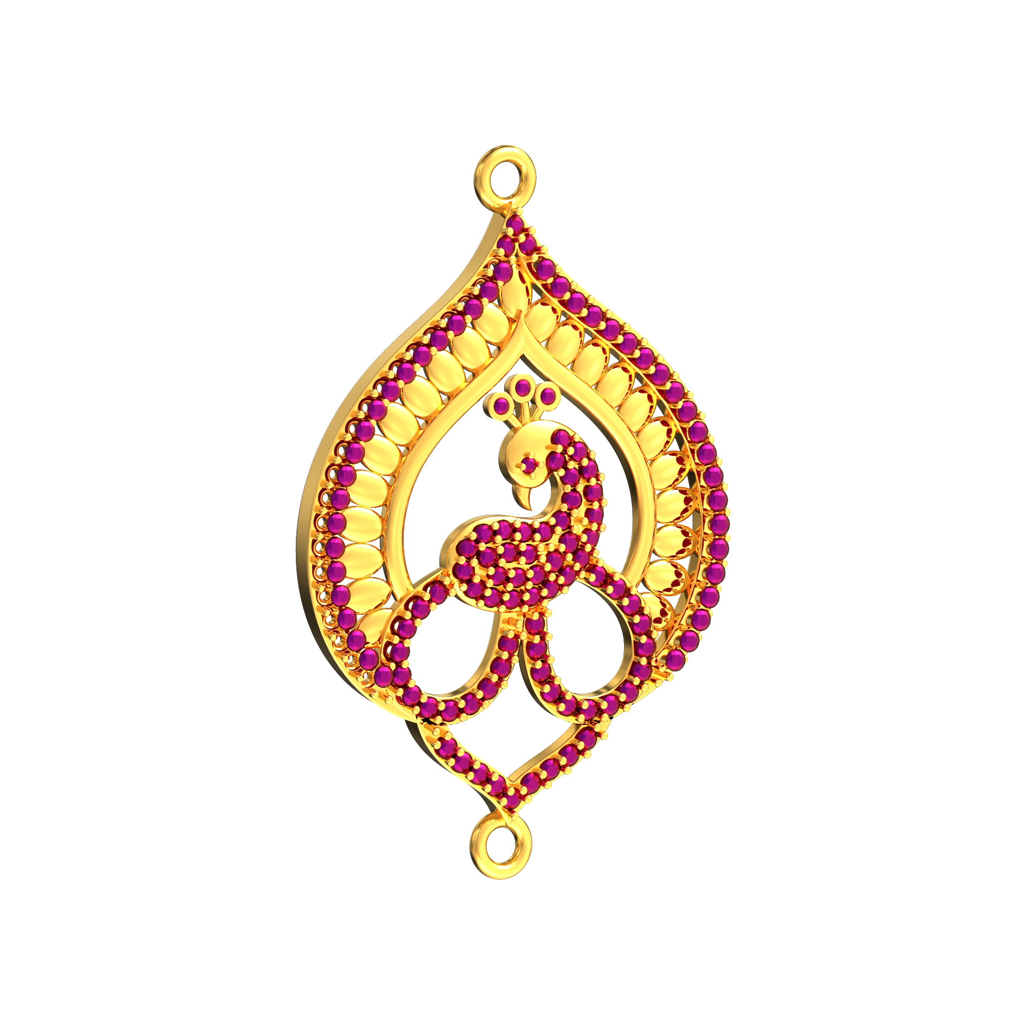 Gold Stone Mugappu With Peacock Design