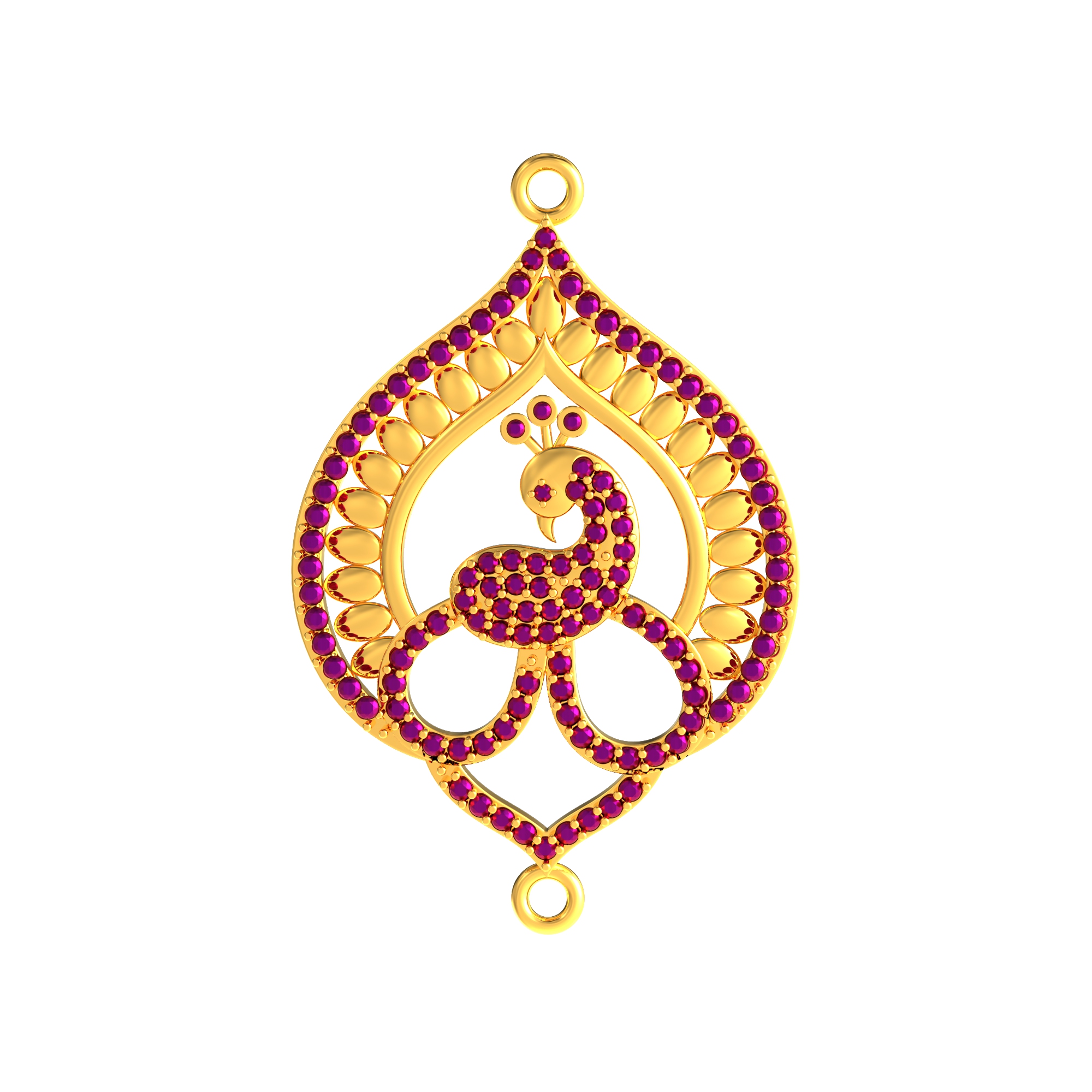 Gold Stone Mugappu With Peacock Design