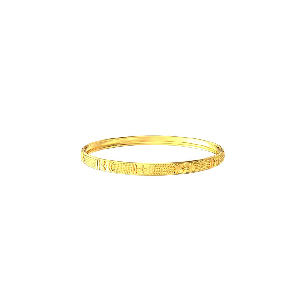 Plain Flower Design Gold Bangles