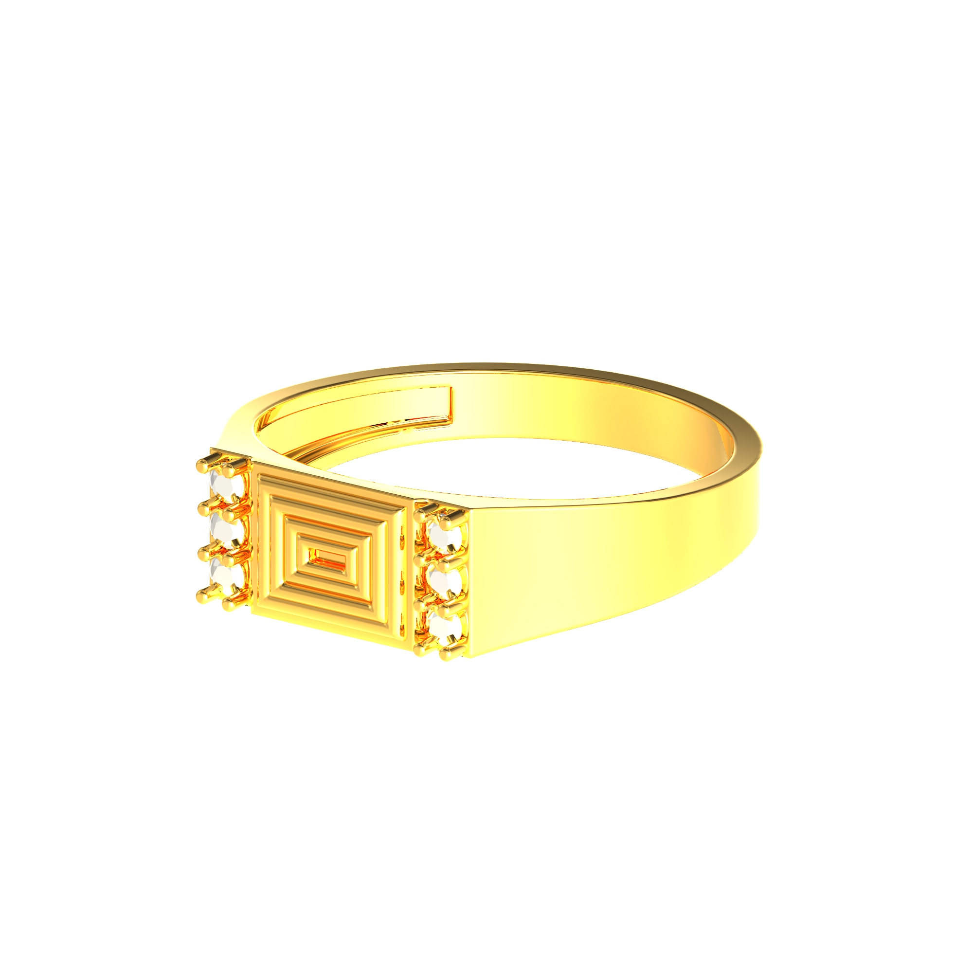 Rectangle design Gents Gold Ring