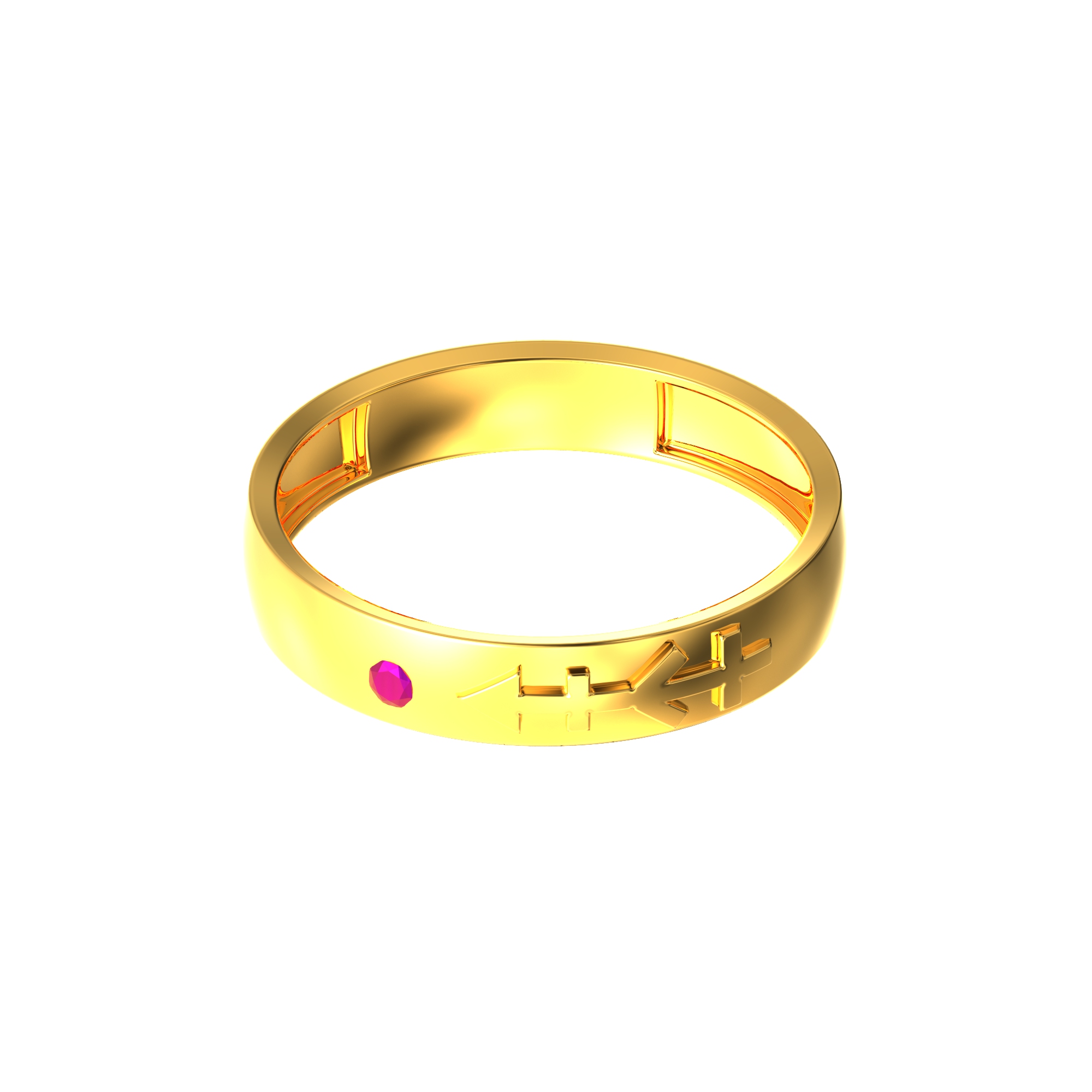 Single stone Gents arrow design Gold Ring