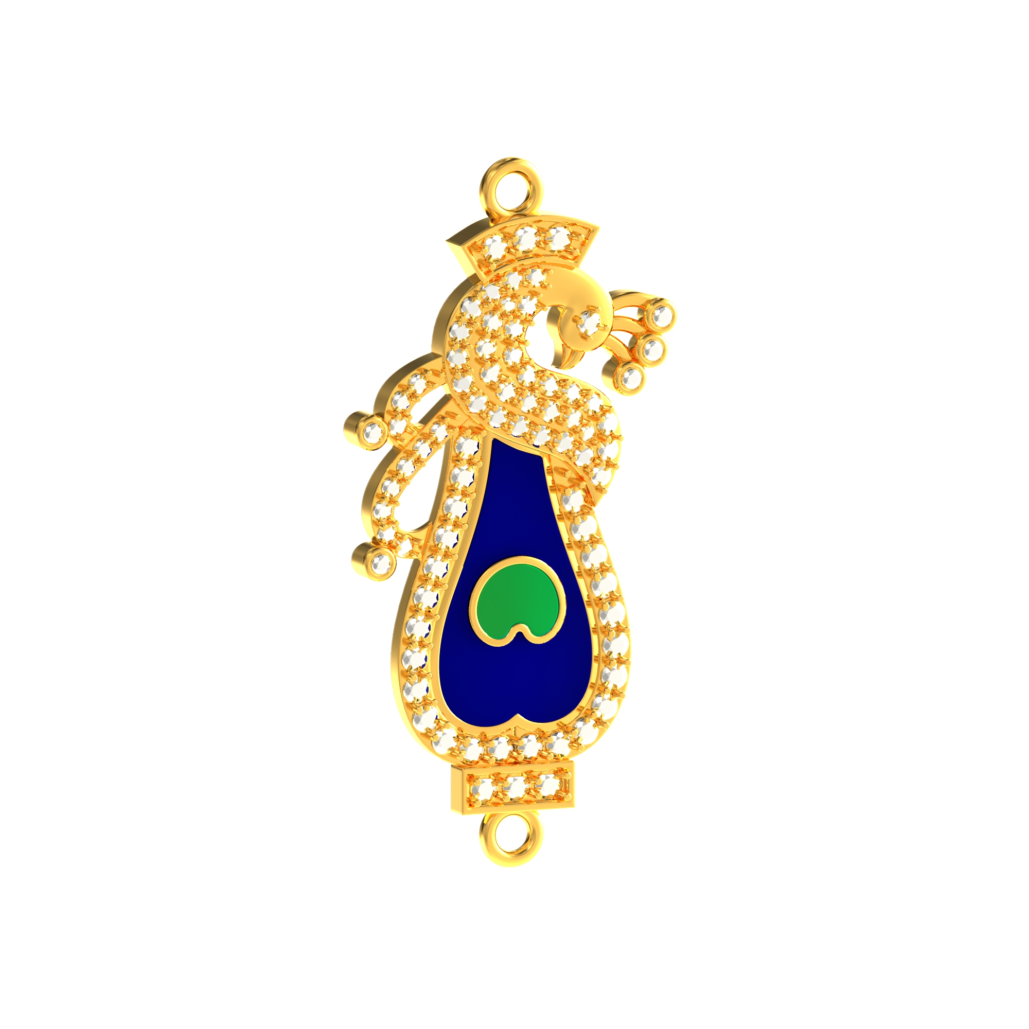 Stone Mugappu with Peacock Leaf Design